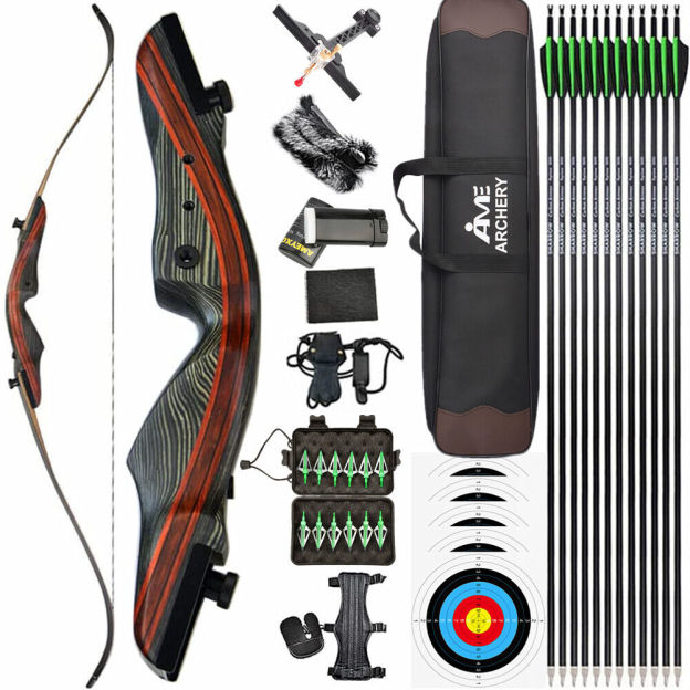 American Hunting Recurve Bow 20-50 lbs Wooden Riser Adult beginners