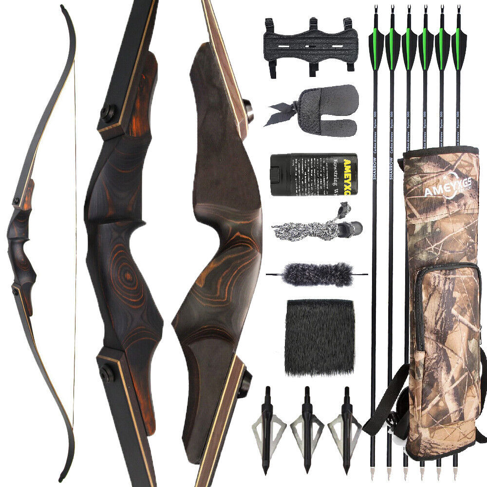 BLACKHUNTER Recurve Bow American Hunting 60 inch 25-60lbs for Adult