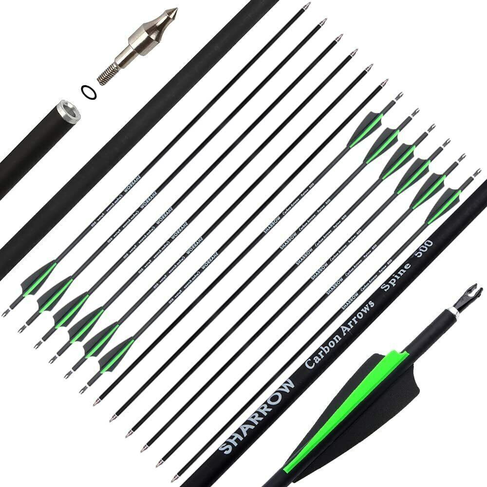 Archery Carbon Arrows 30" SP500 Target Hunting Practice