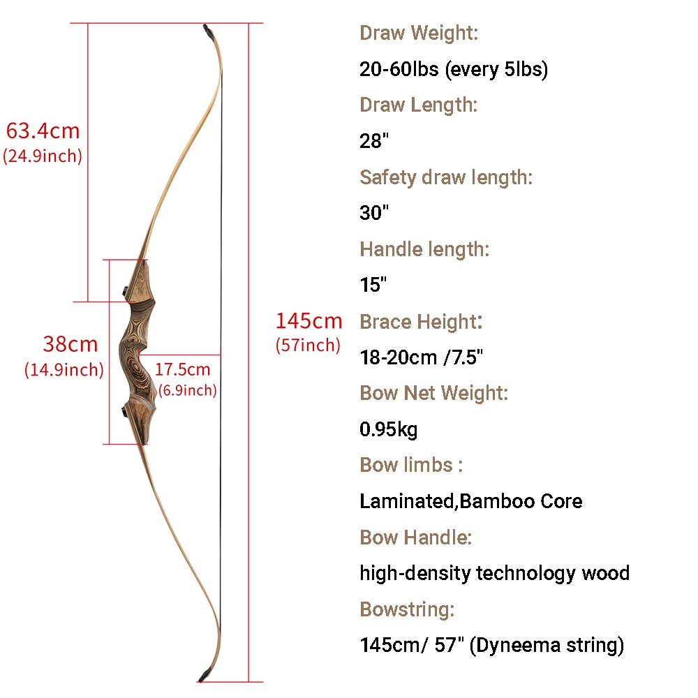 Black Hunter 60" Takedown Hunting Recurve Bow Set 20-60lbs LH RH
