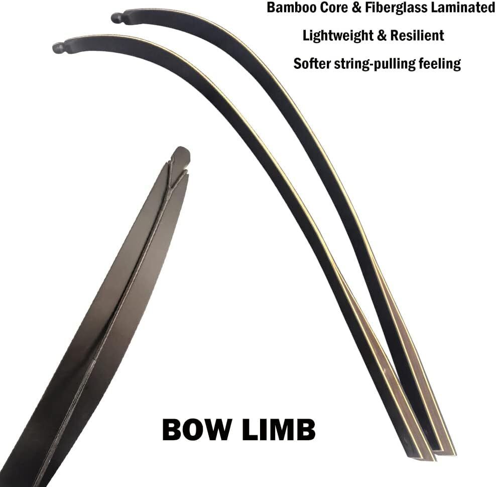 Takedown Recurve Bow with glassfiber and bamboo core limbs.