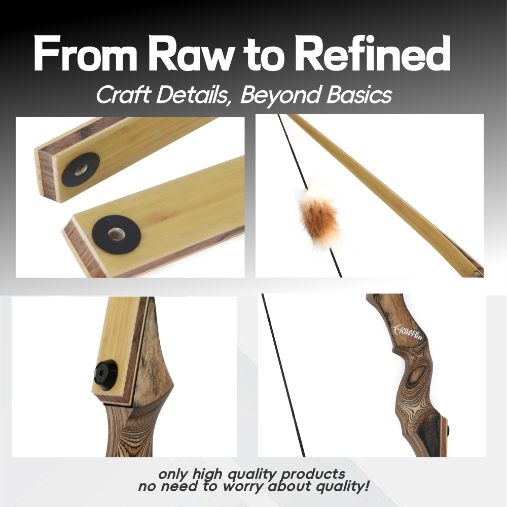 Black Hunter Longbow Hunting Set 60" 20-50lbs LH RH