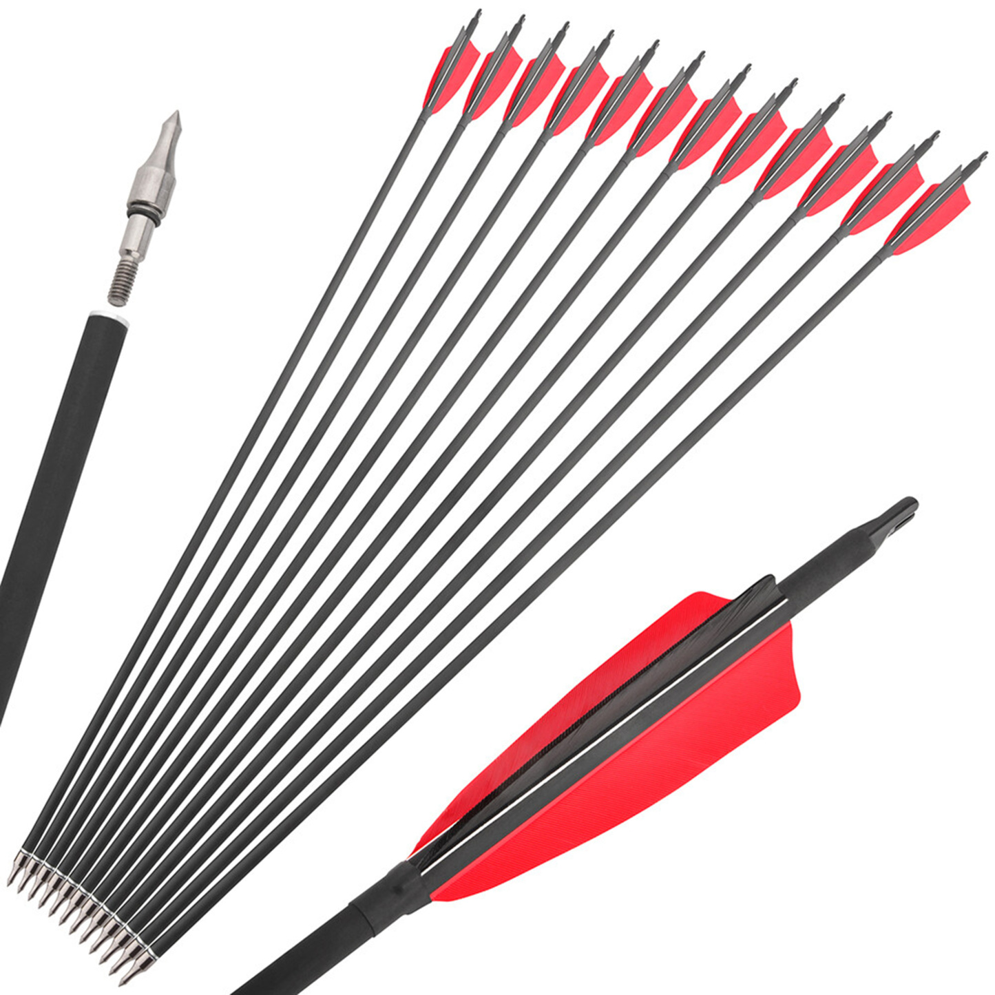 500 Spine Carbon Arrows 33" Turkey Feather 100gr Tips 12pcs