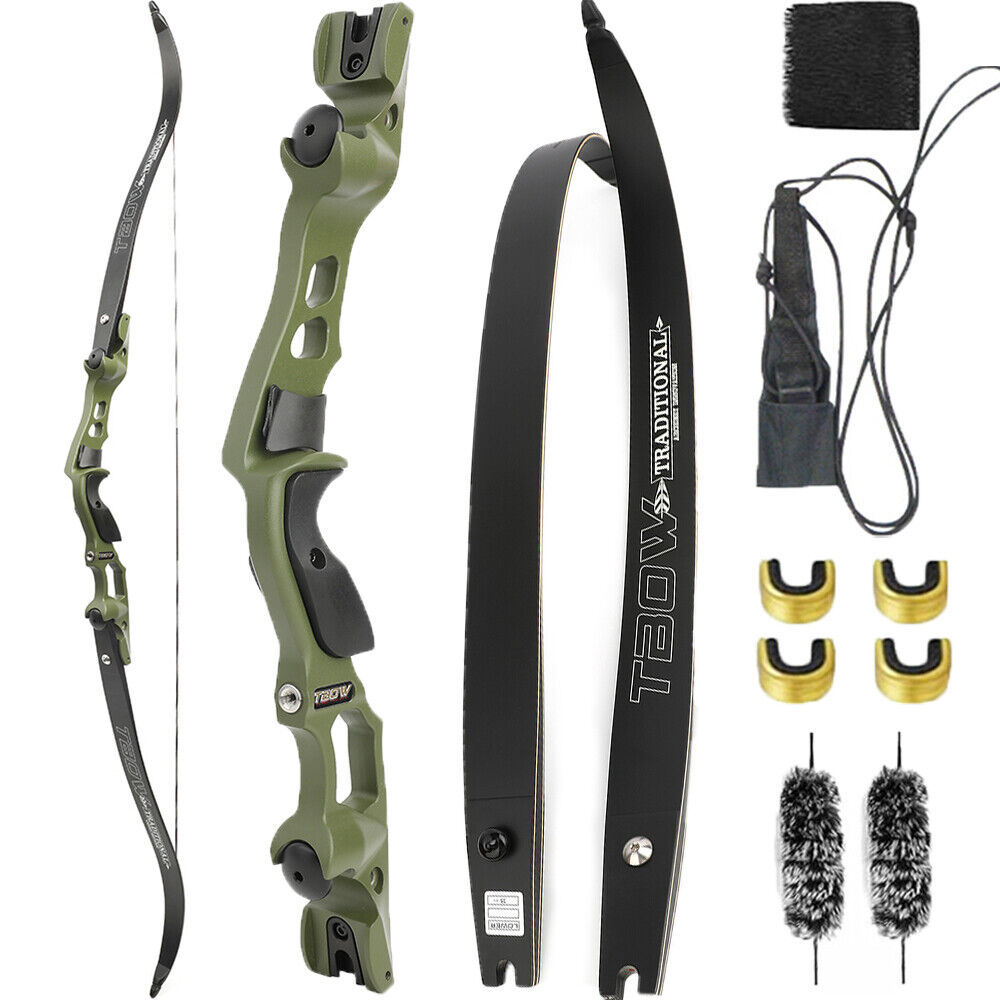 TBOW 62” Traditional ILF Recurve Bow 30-60Lbs Competition Hunting RH