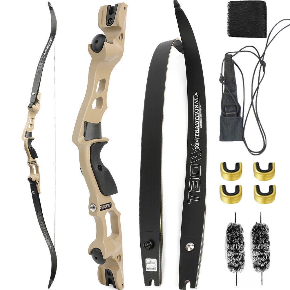 TBOW 62” Traditional ILF Recurve Bow 30-60Lbs Competition Hunting RH