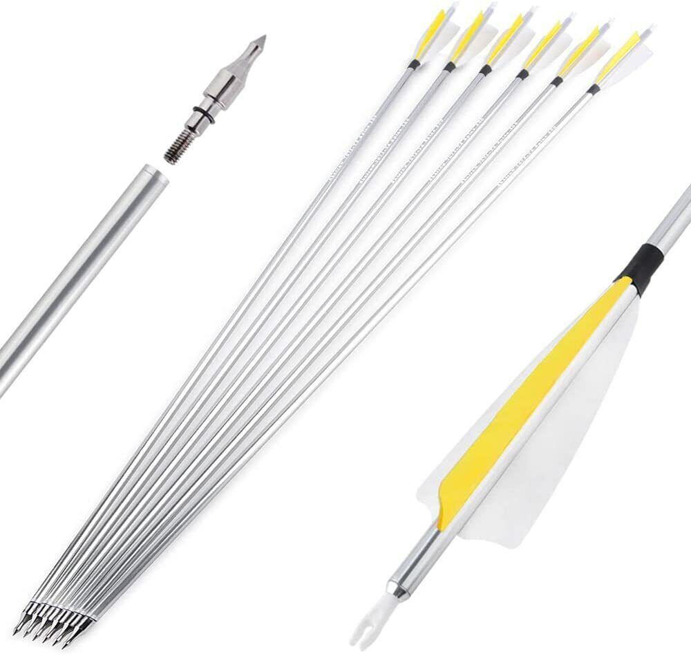 Aluminum Arrows  30"  SP500 4" Feathers Archery Hunting Practice