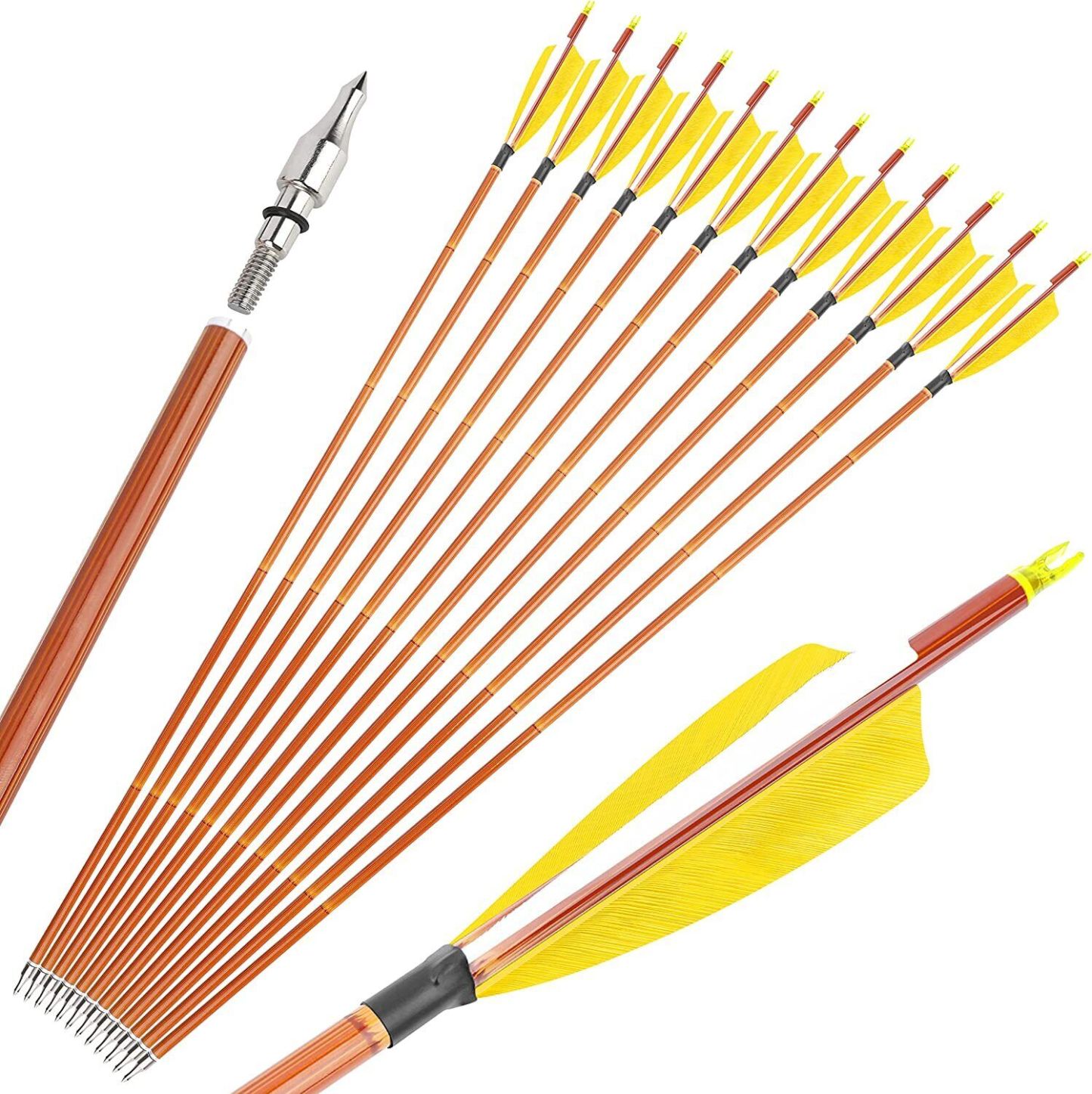 Carbon Feather Fletched Arrow 30"  Spine 500 Archery Bow Hunting