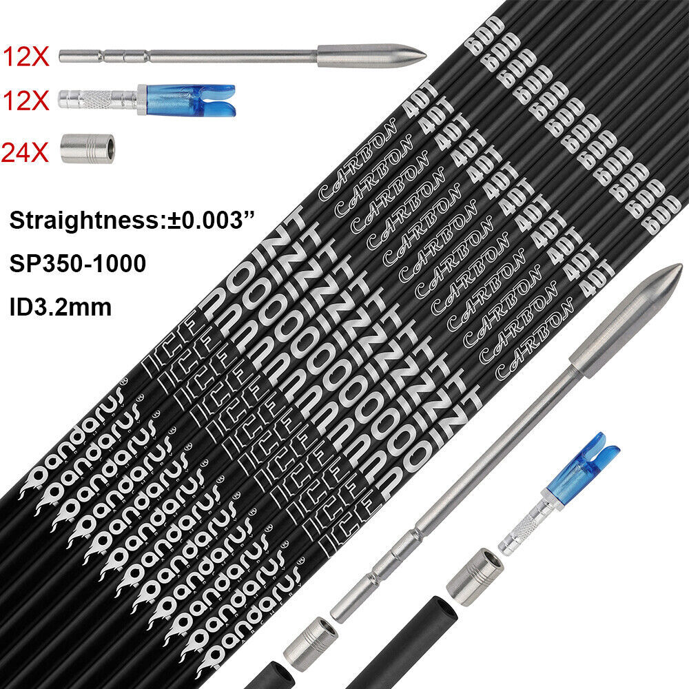 PANDARUS ICEPOINT 40T Pure Carbon Arrows .003" 3.2mm Competition