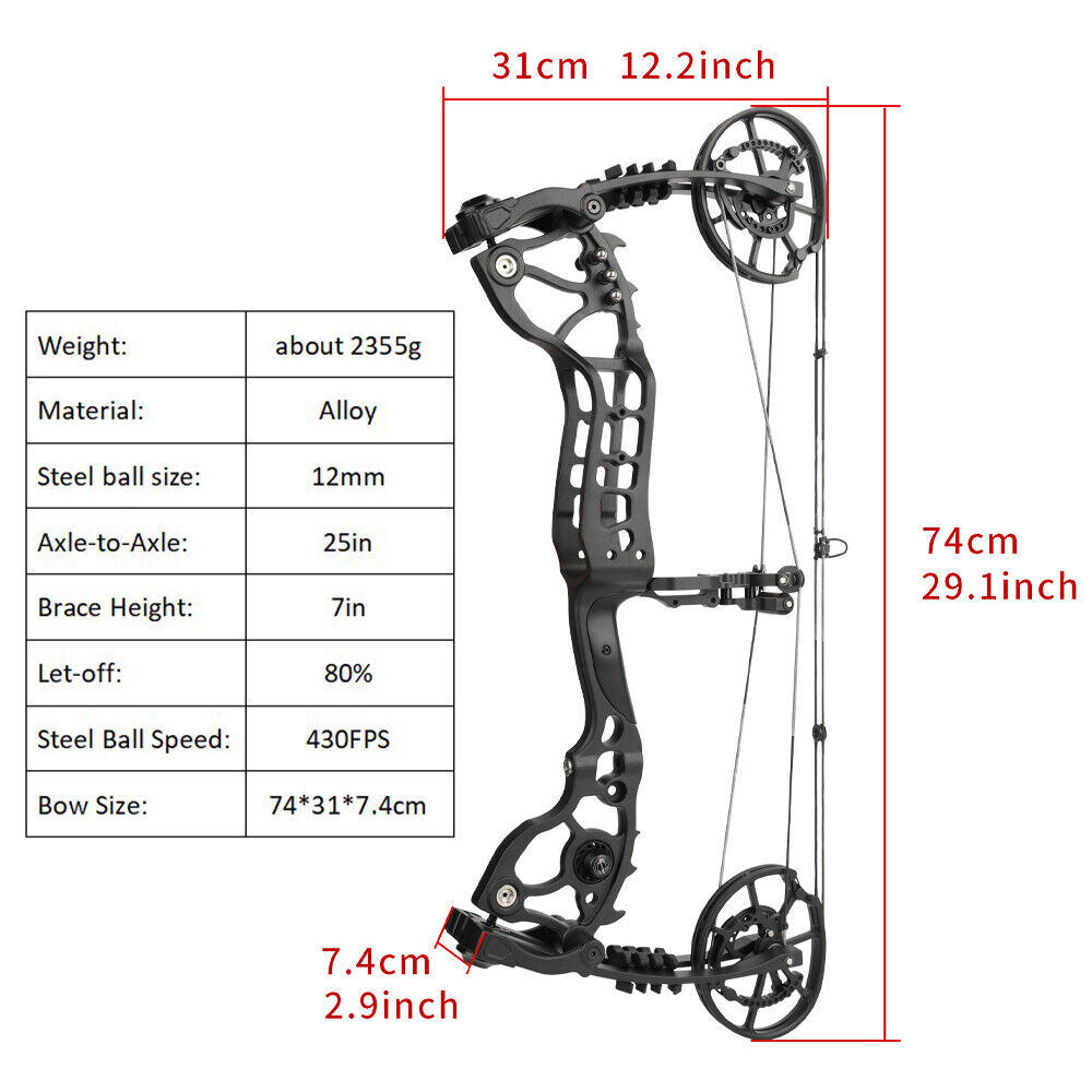 Arc à Poulies HNZMDY 25", 40-70 Lbs, Ambidextre, Pour Chasse Et Tir, Avec Balles Et Flèches
