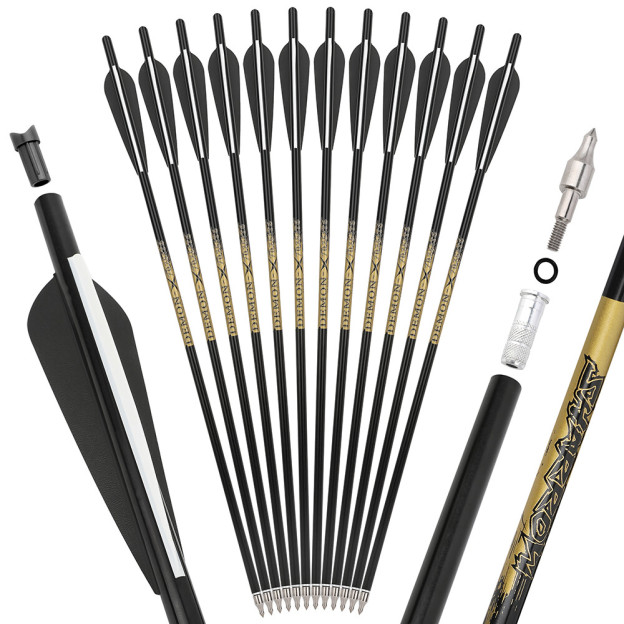 Sososhoot 12-Pack 22" Carbon Crossbow Bolts – 8.8mm OD, Half-Moon Nocks, Hunting Arrows