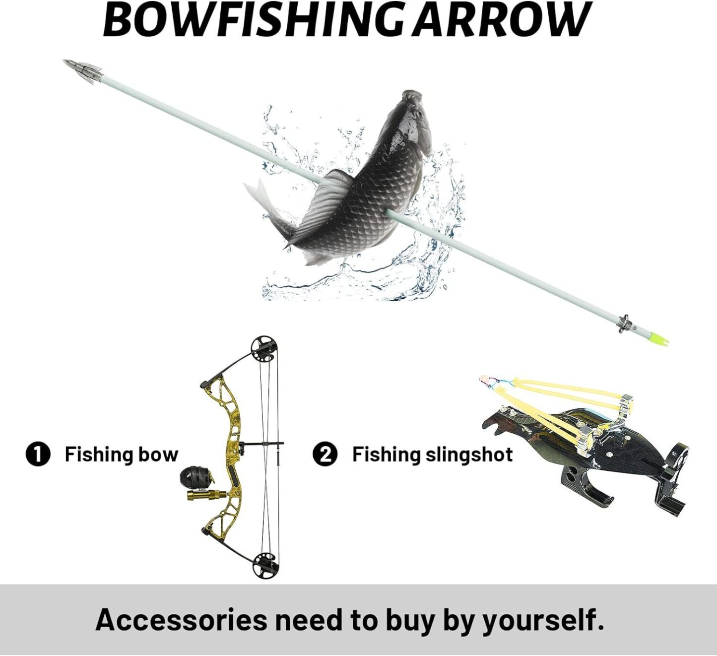 Night Bowfishing Arrows Glow-in-Dark Fiberglass with Magnetic Barb