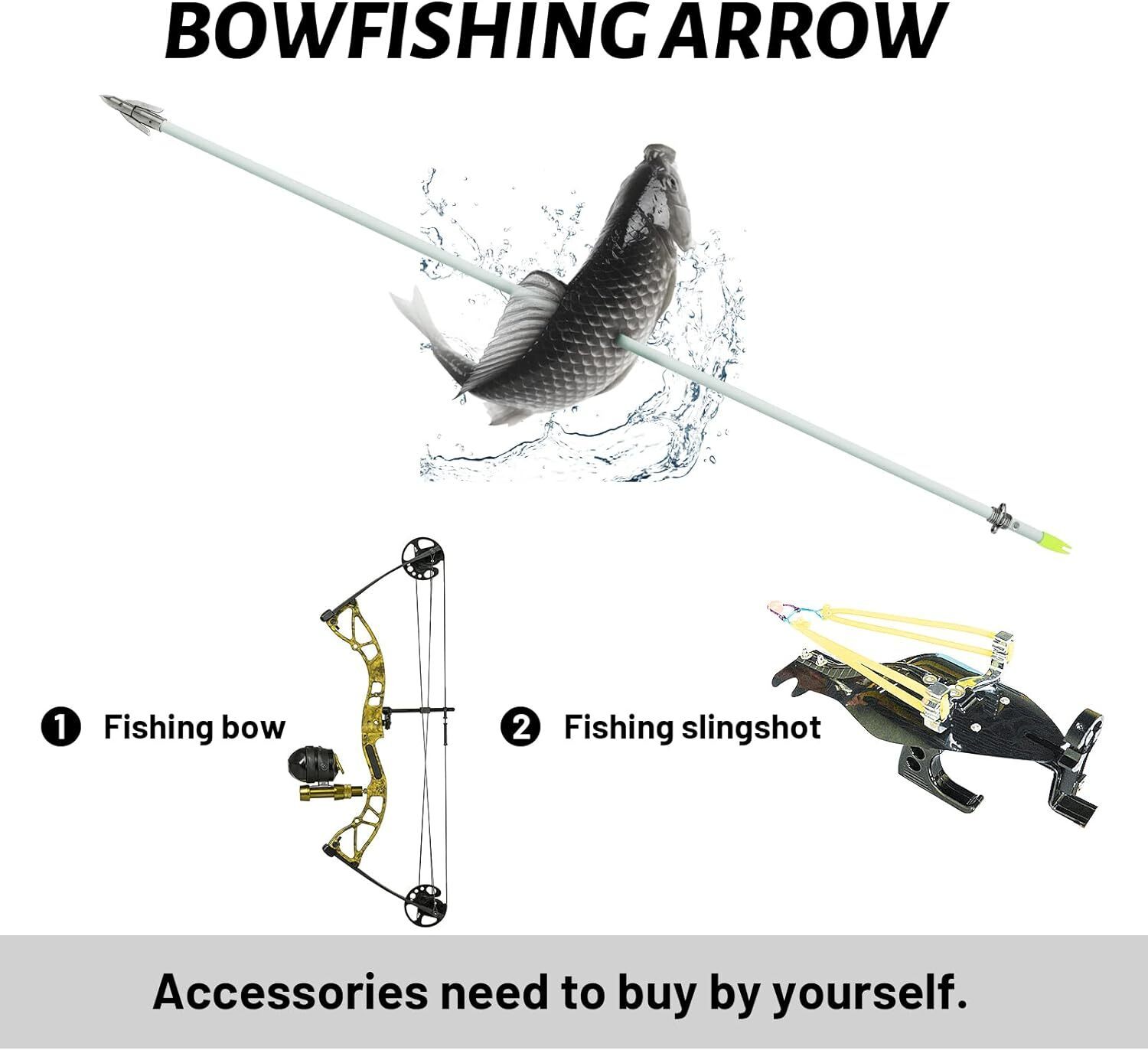Night Bowfishing Arrows Glow-in-Dark Fiberglass with Magnetic Barb