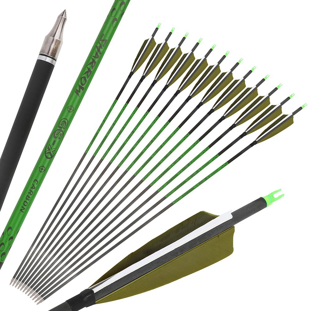 Pure Carbon Arrows 400 Spine with 4" Feathers Custom Cutting Service