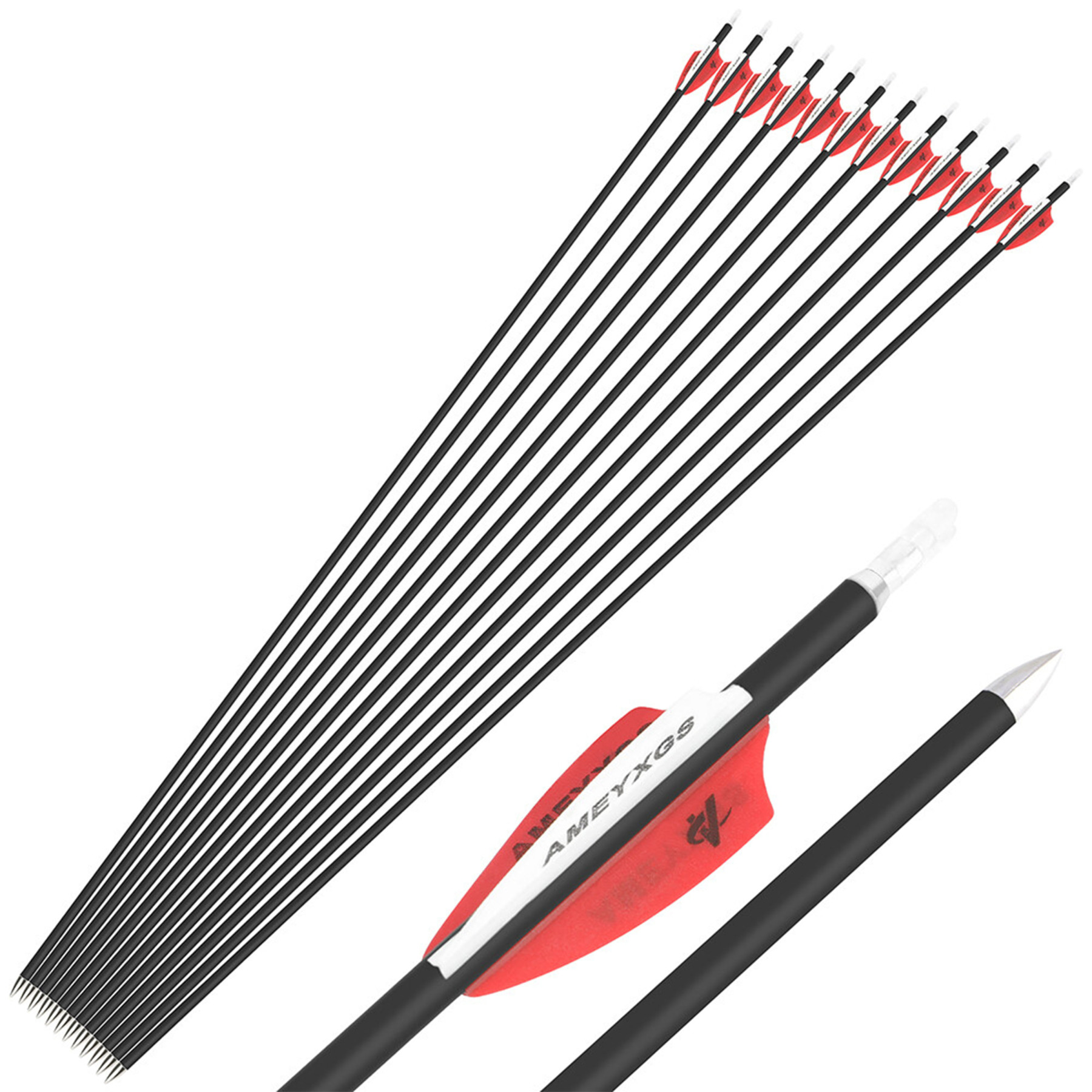 AMEYXGS Target Arrows 1000 Spine Carbon Arrow 32.8" Fixed Steel Points