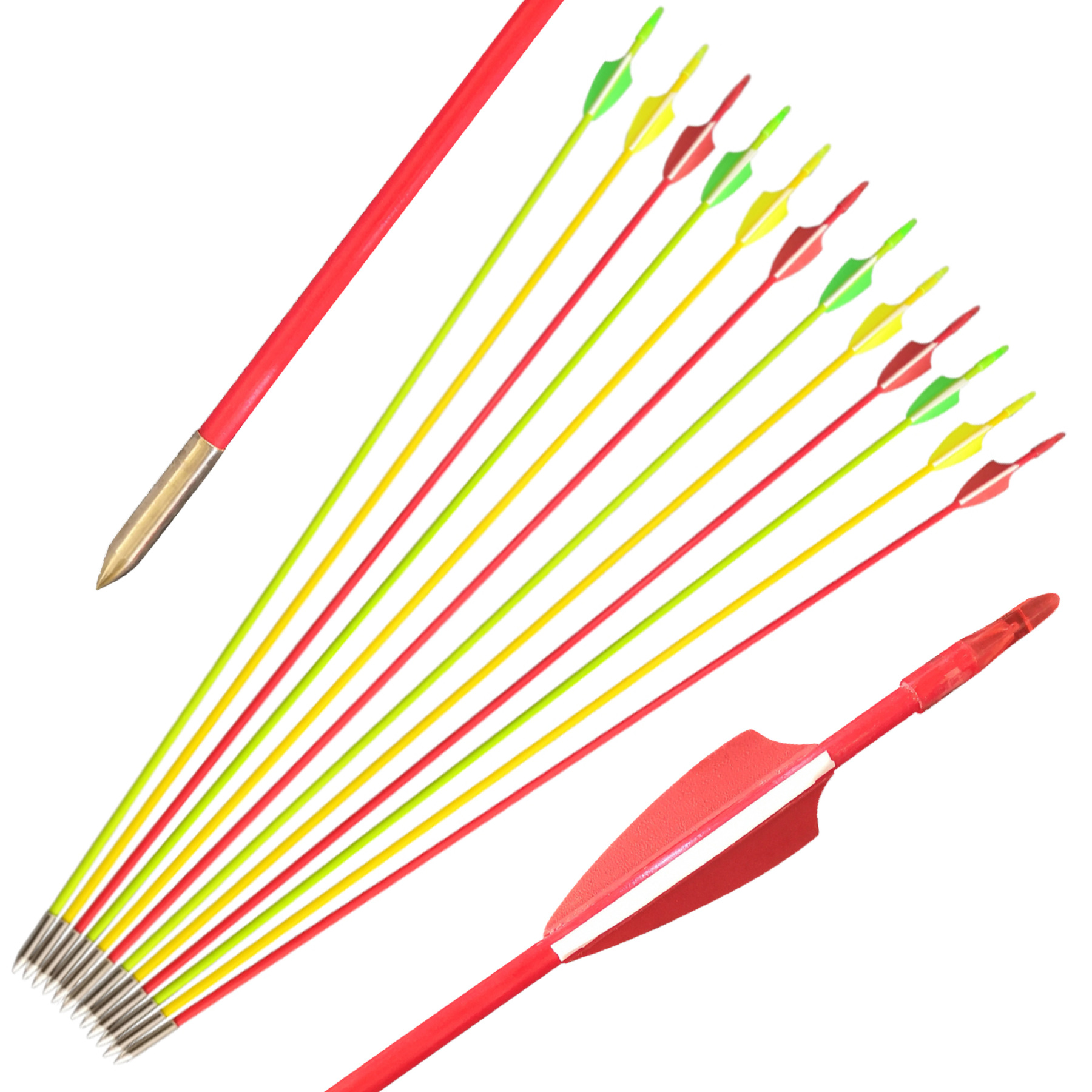 30" 6mm Fiberglass Arrows Rubber Vanes Archery Shooting