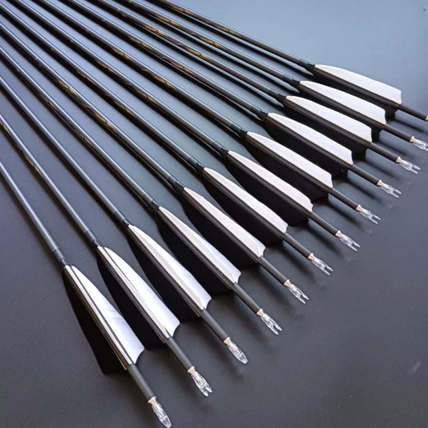 Zhan Ge Carbon Arrows Natural Feather Spine400-800 Shooting Archery 