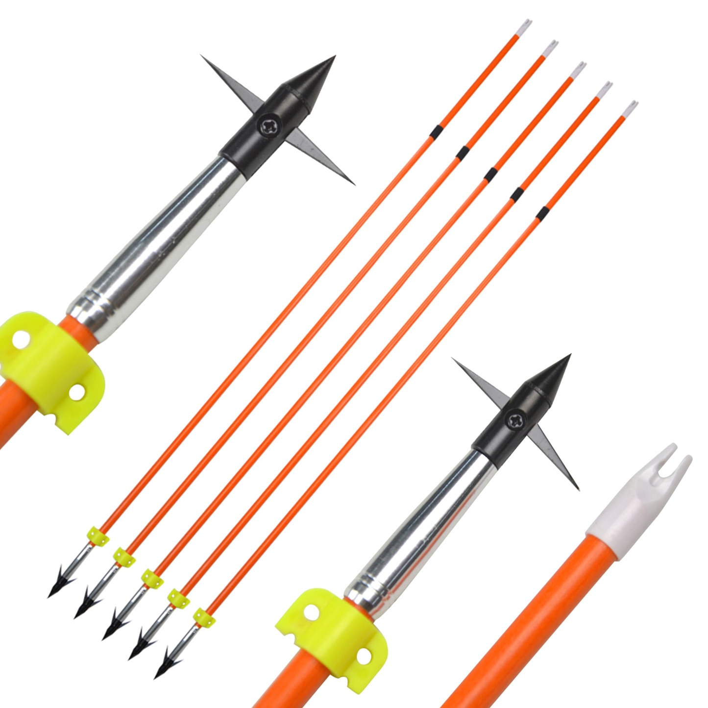 6pcs Bowfishing Arrow Archery Fishing Glue-on Nock Additional Screw