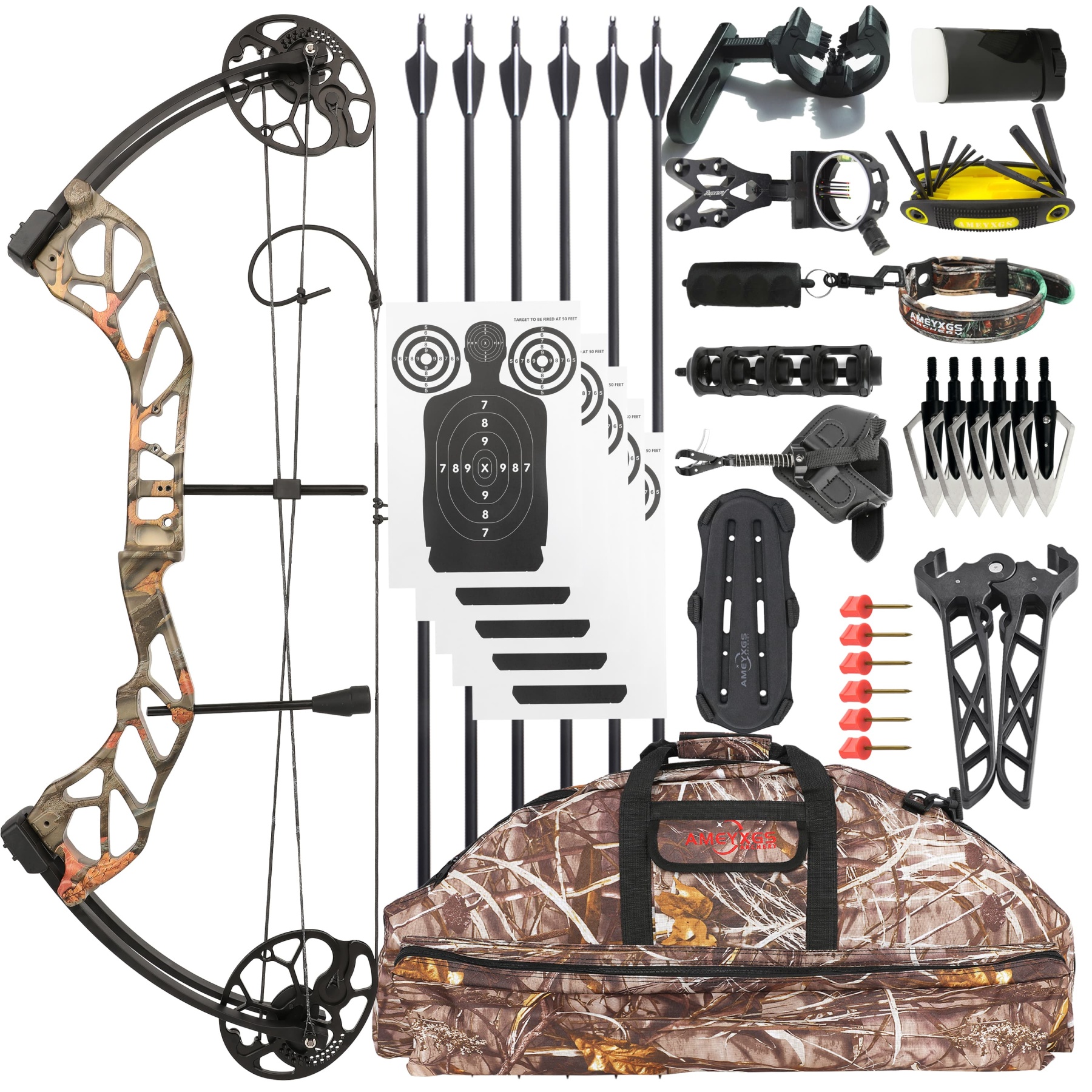 E8 Compound Bow and Arrow Full Set 19-70lbs Hunting Target Bow