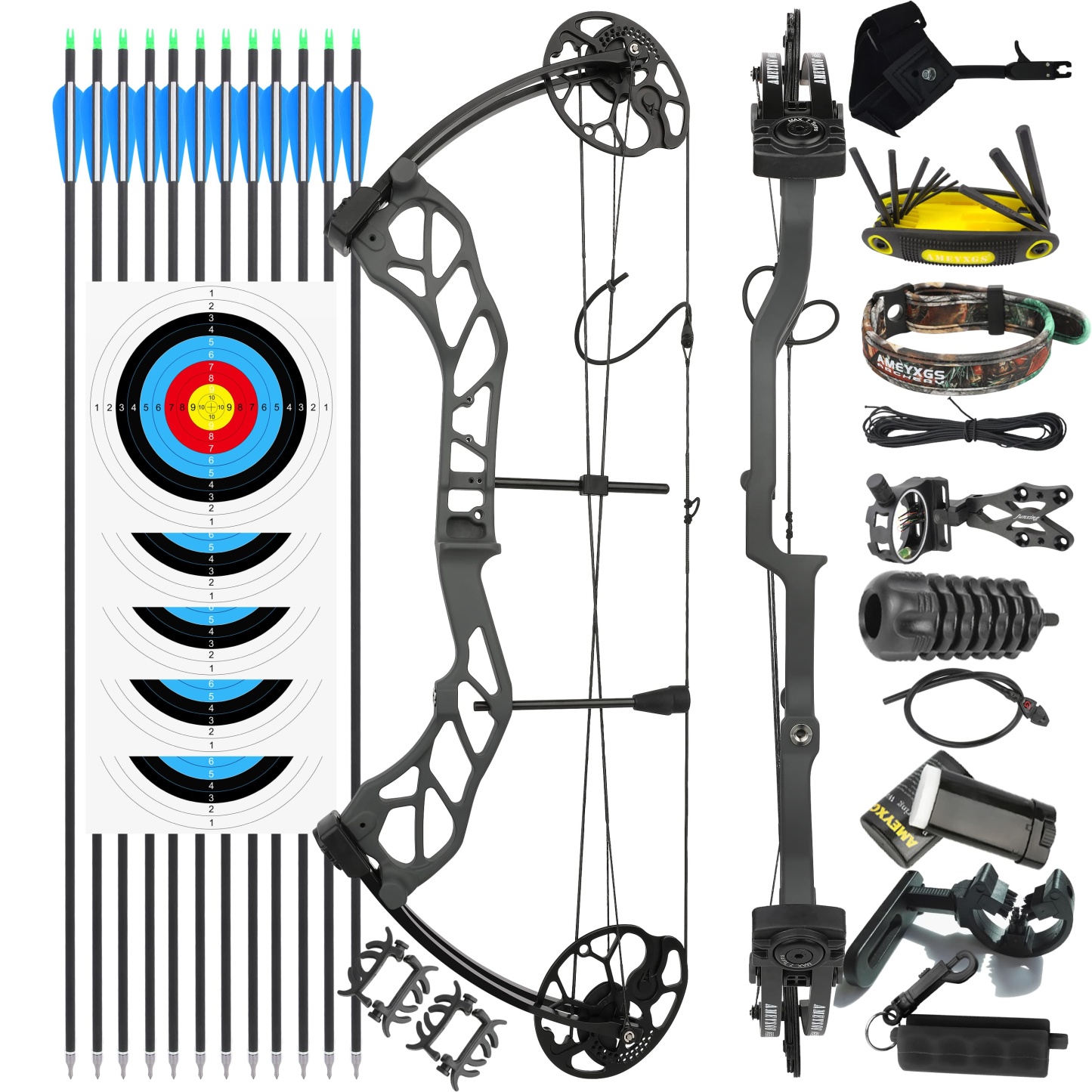 E8 Compound Bow and Arrow Full Set 19-70lbs Adult Hunting