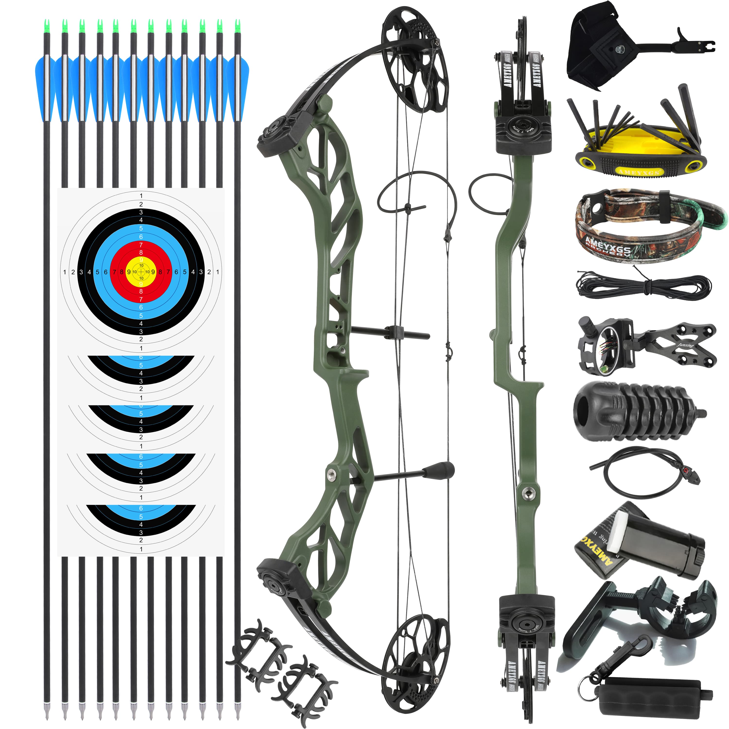 E8 Compound Bow and Arrow Full Set 19-70lbs Adult Hunting