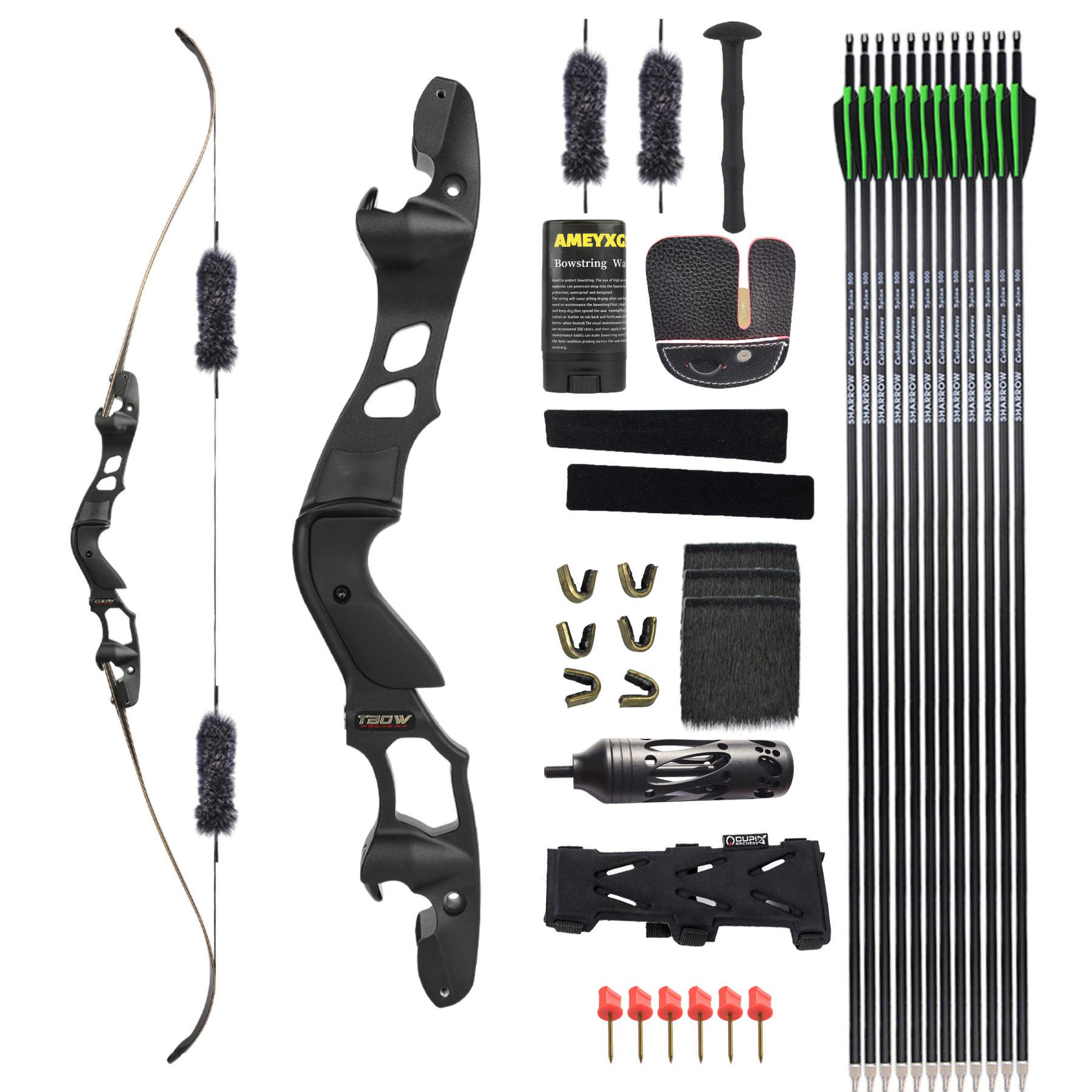 TBOW 62” Traditional  ILF Hunting Recurve Bow Set 25-60Lbs RH