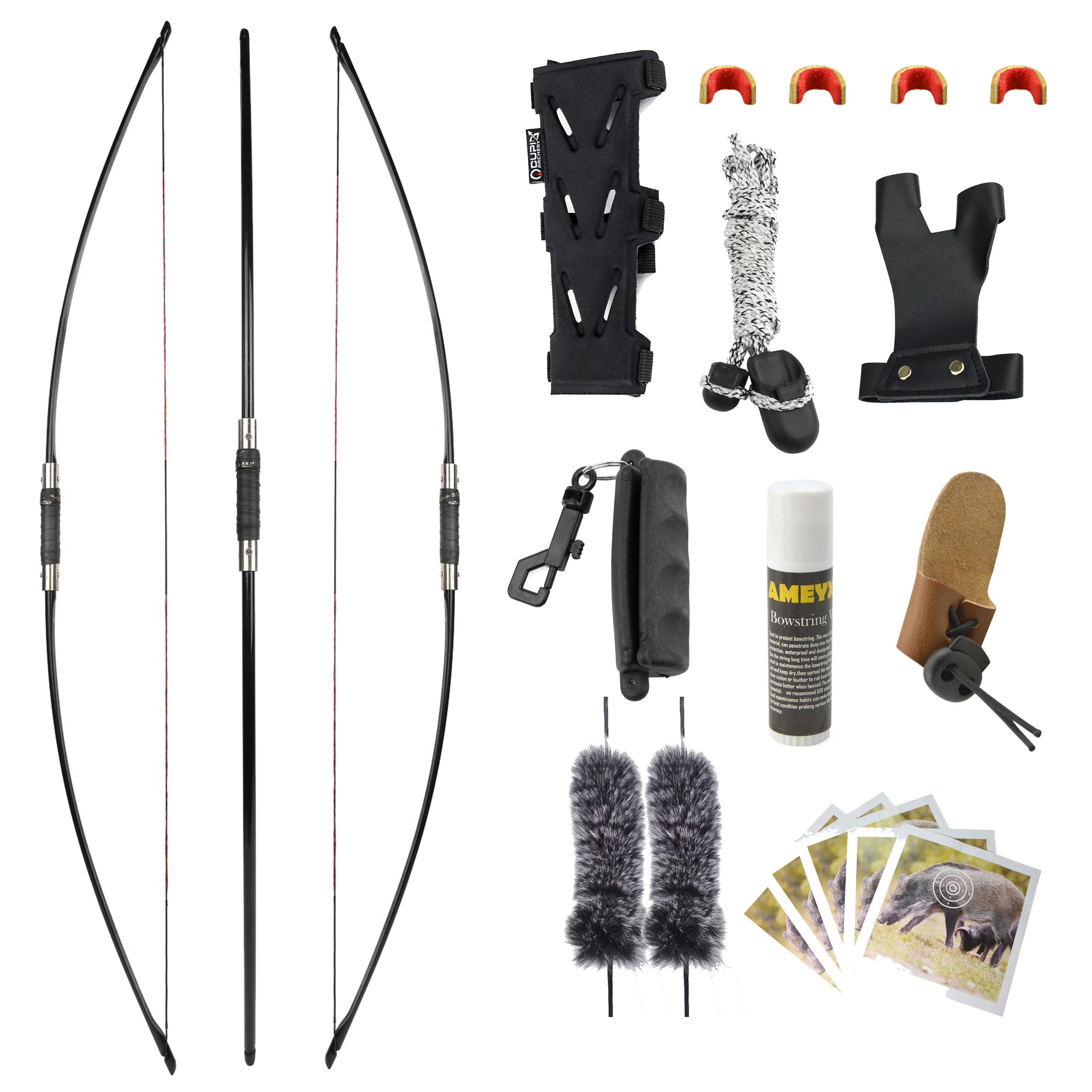 65" Traditional English Longbow 60lbs Takedown Straight Bow Archery 