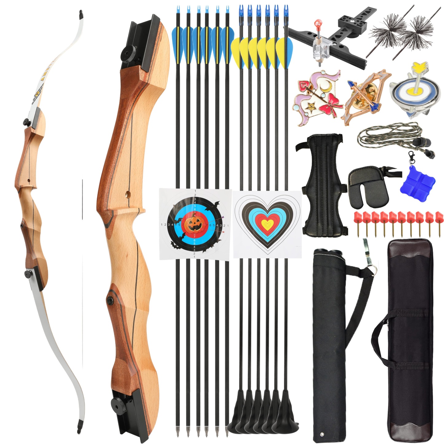 Takedown Recurve Bow 66" 14-24lbs for Target Hunting Practice