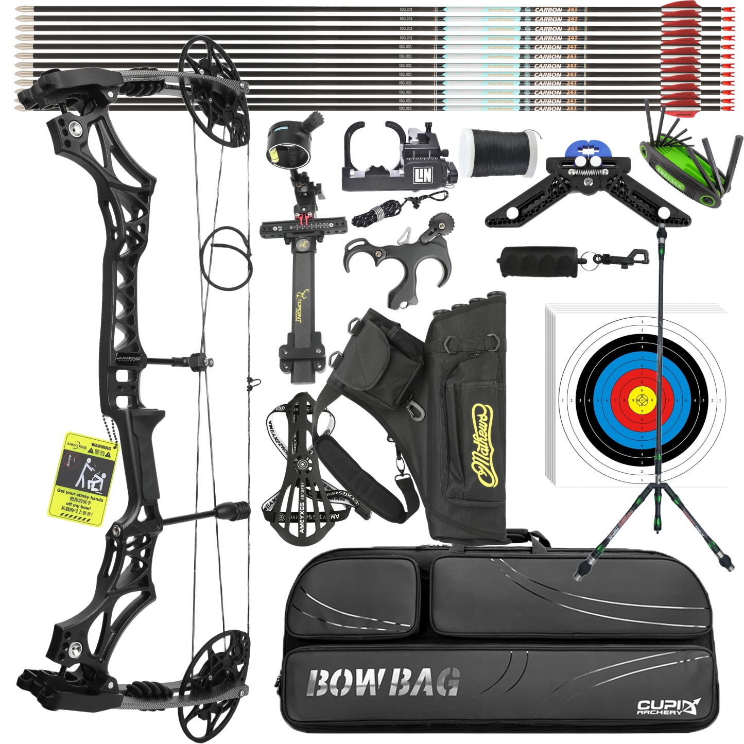 Junxing M128 Hunting Compound Bow Set 30-70lbs High-Speed 340 FPS