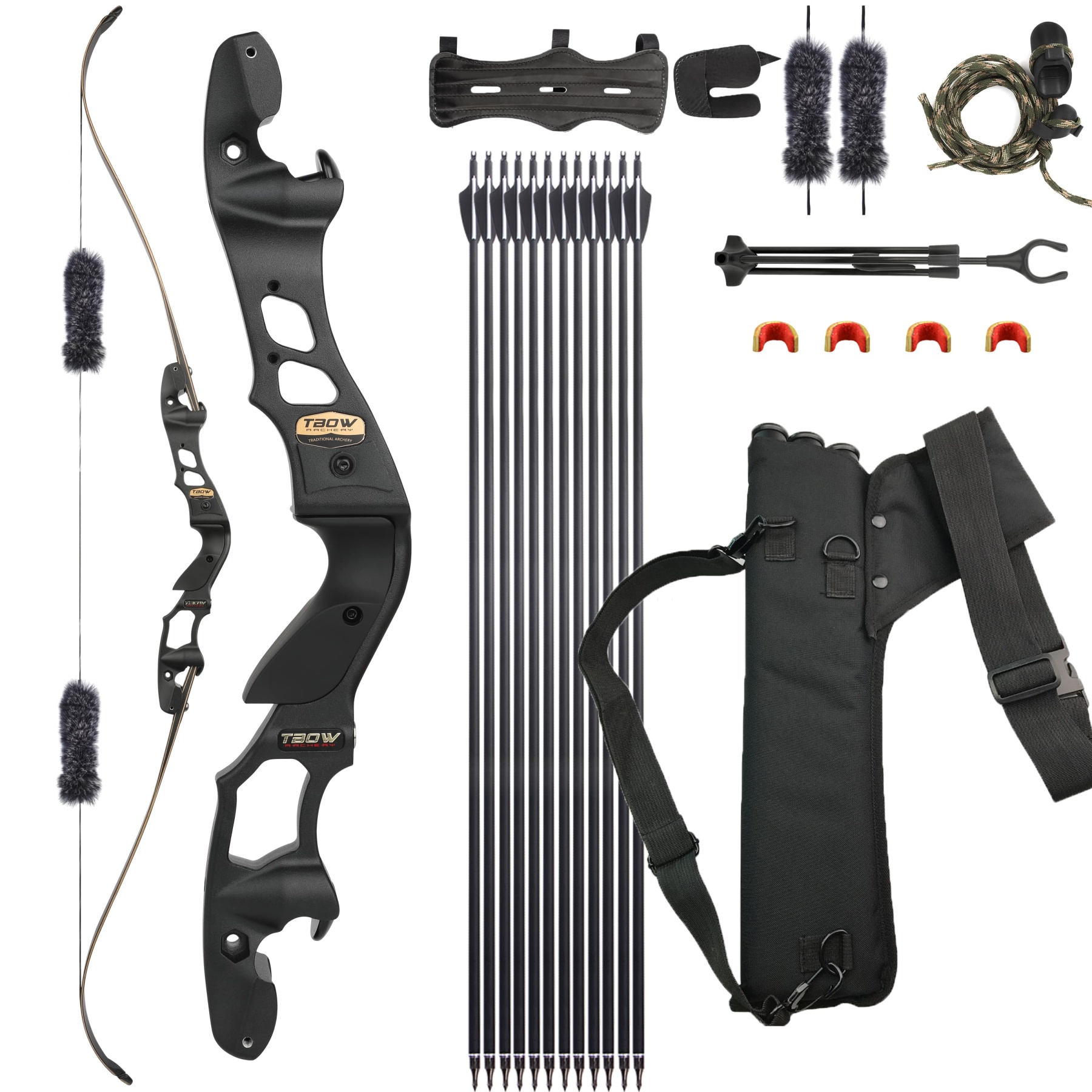 TBOW 62”  ILF Hunting Recurve Bow Set 25-60Lbs RH Traditional