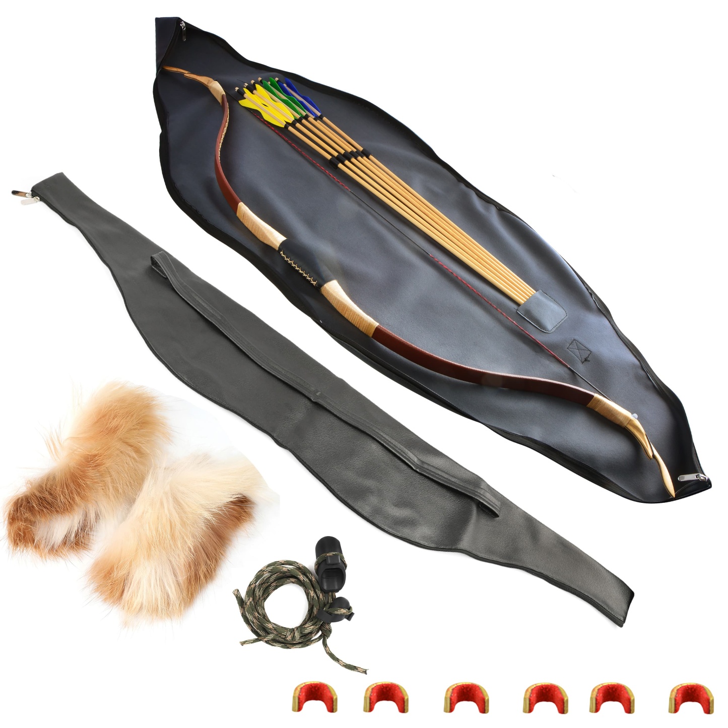 Traditional Recurve Bow Case PU Leather Protective Storage