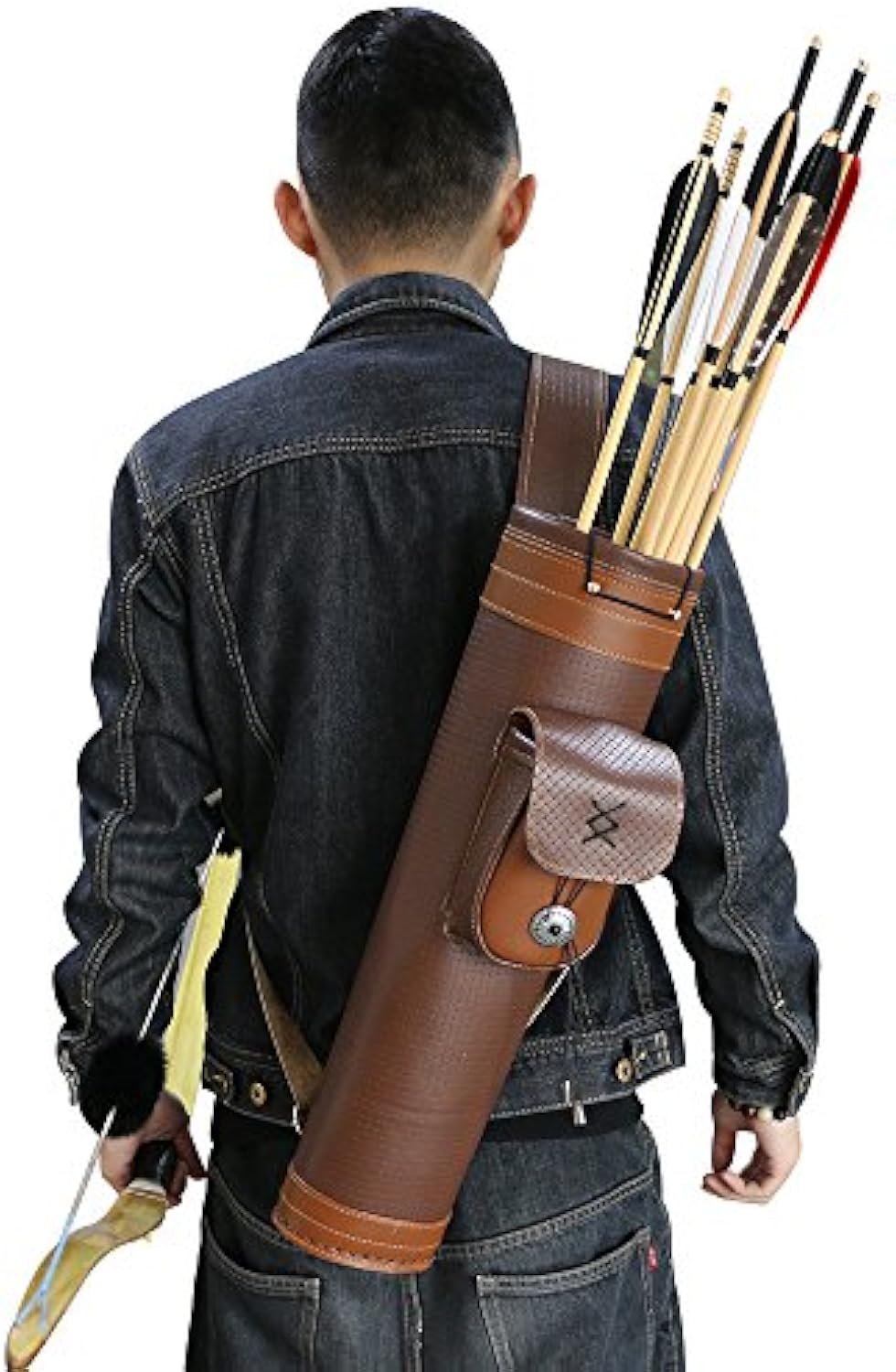 Traditional Shoulder Arrow Back Quiver Leather Archery Holder 