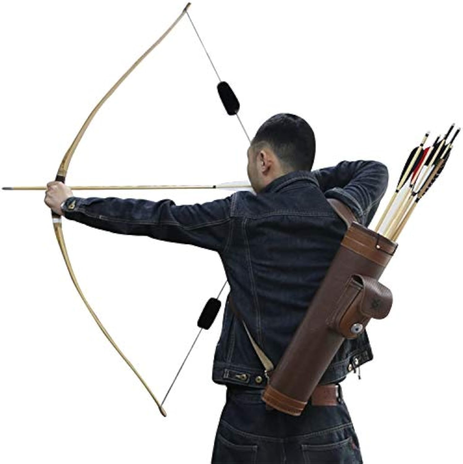 Traditional Shoulder Arrow Back Quiver Leather Archery Holder 