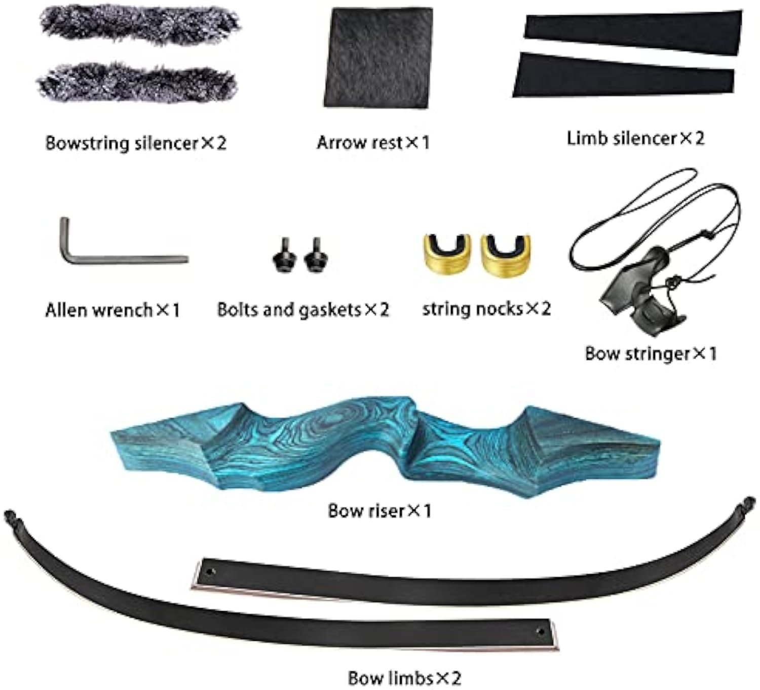 Black Hunter Hunting Recurve Bow for Adult 60 inch 20-60lbs RH LH