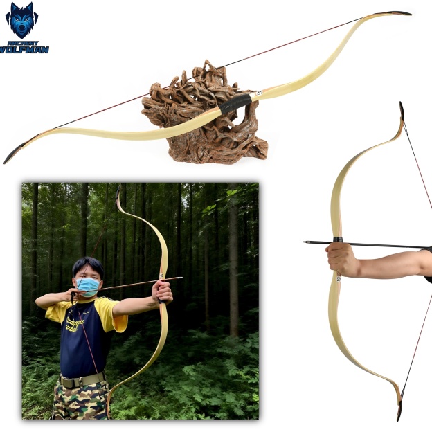 Traditional Recurve Bow 20-45lbs One-Piece Horsebow Hunting Target