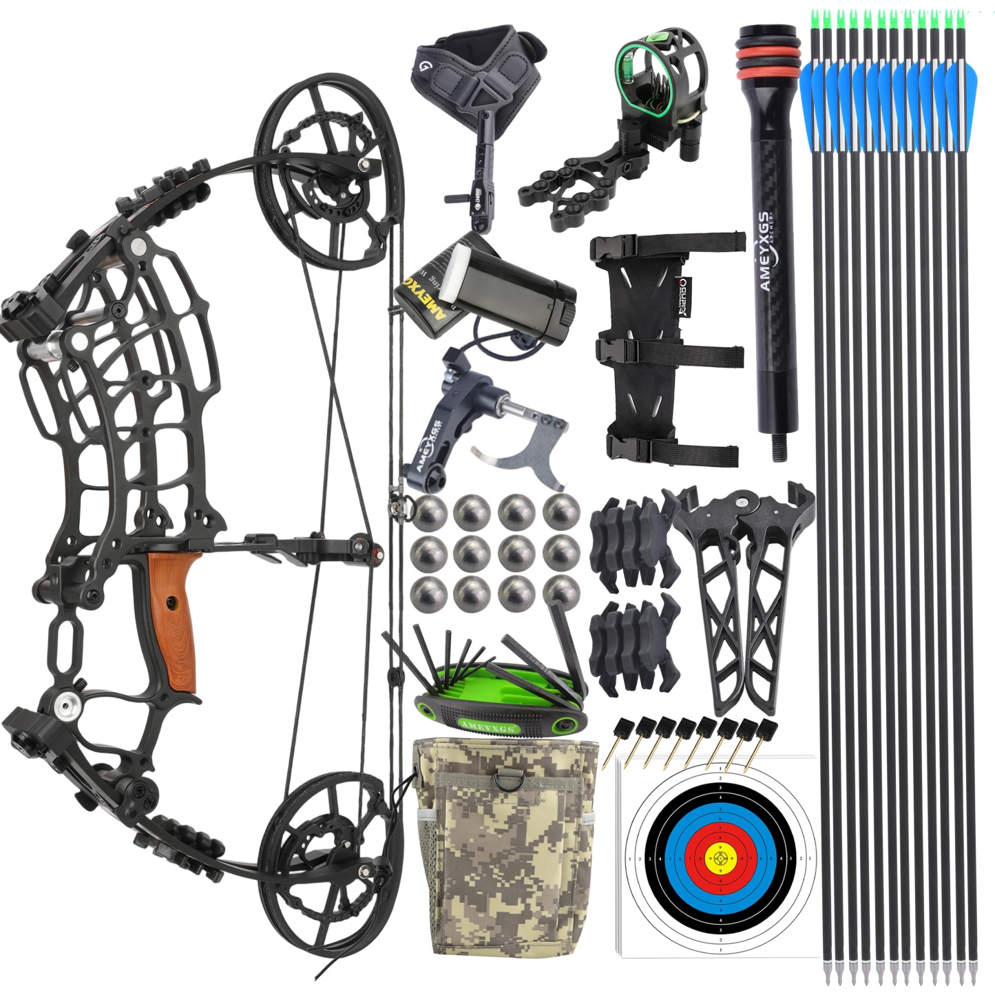 Dual-Use Compound Bow 19" Shoots Arrows Steel Balls RH LH