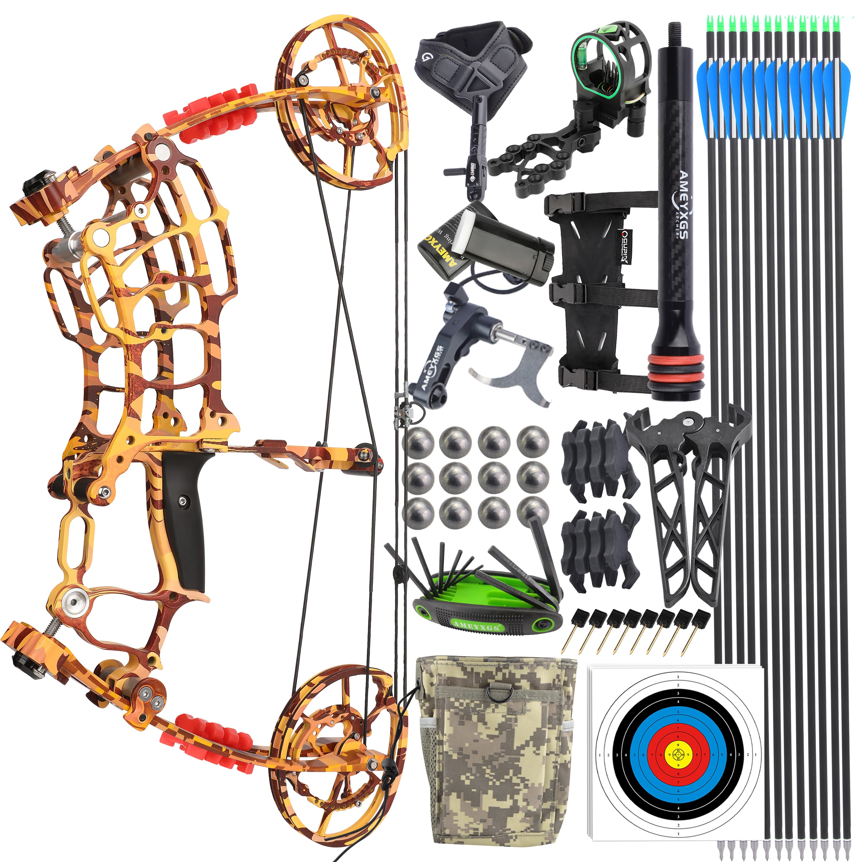 Dual-Use Compound Bow 19" Shoots Arrows Steel Balls RH LH