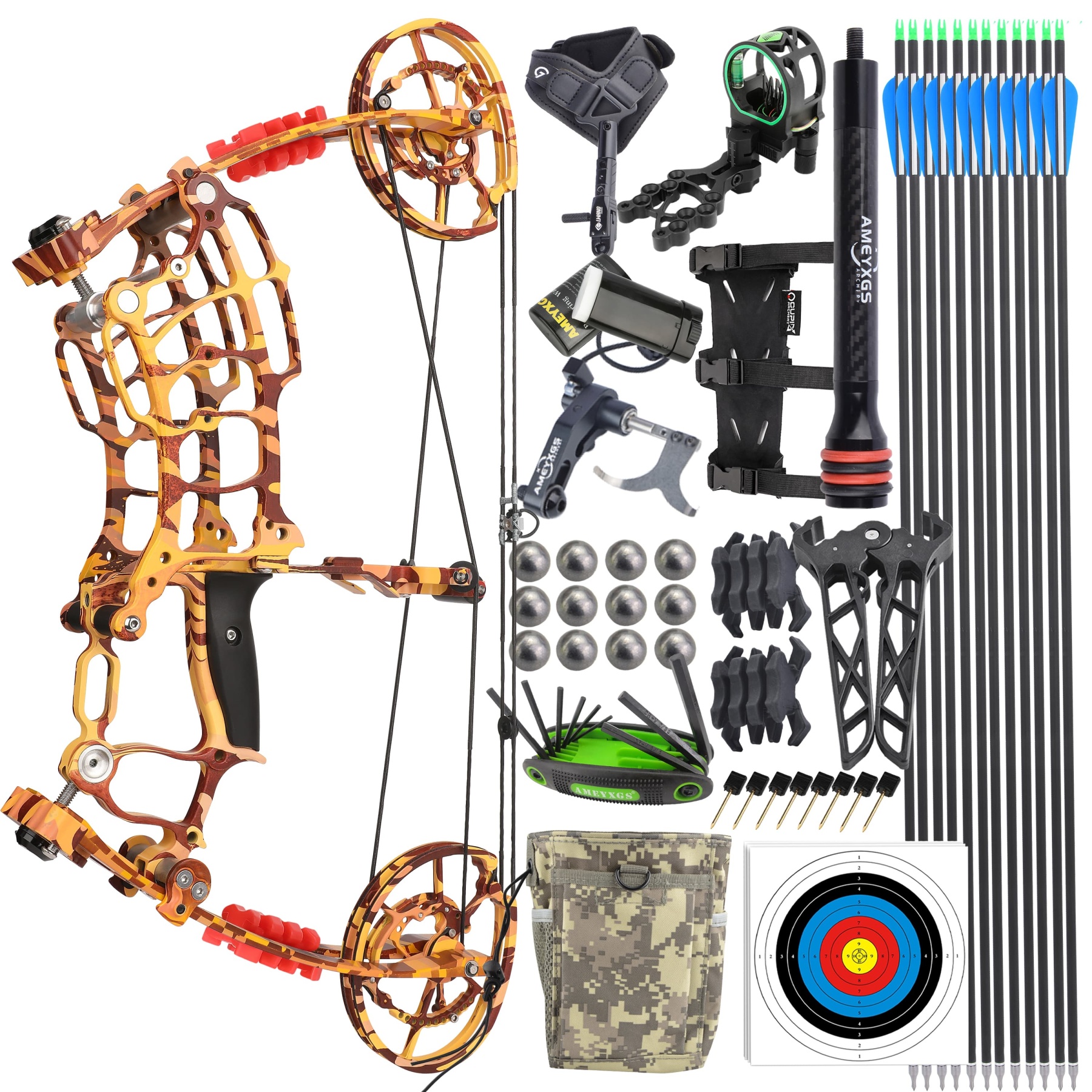 Dual-Use Compound Bow 19" Shoots Arrows Steel Balls RH LH