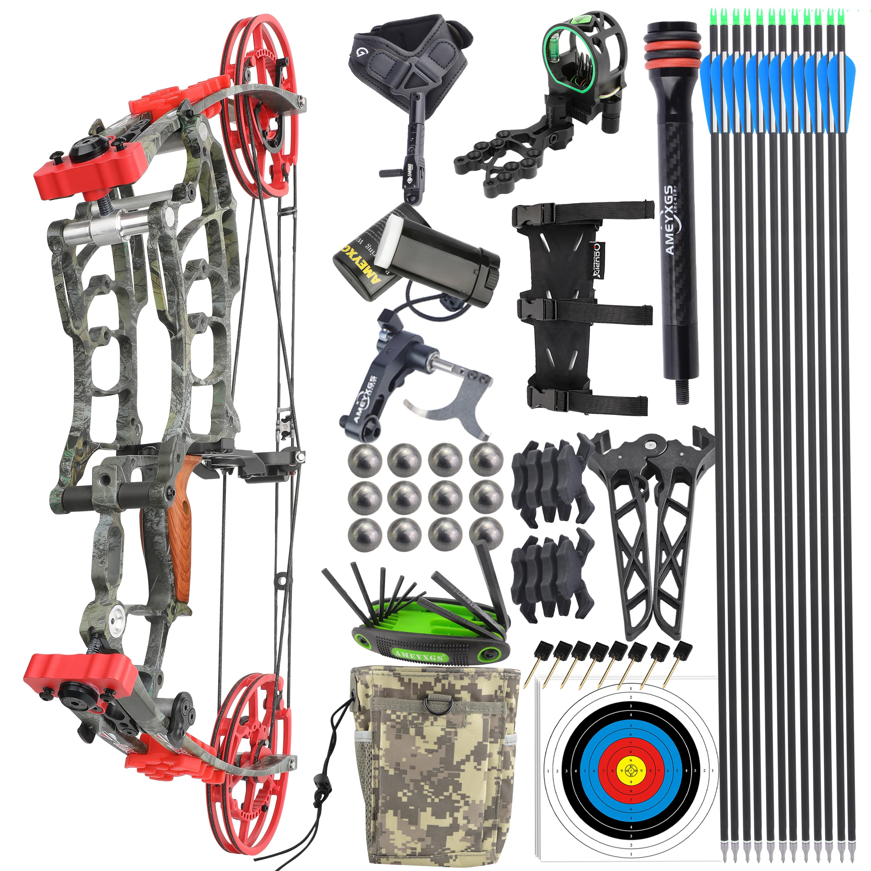 Dual-Use Compound Bow 19" Shoots Arrows Steel Balls RH LH