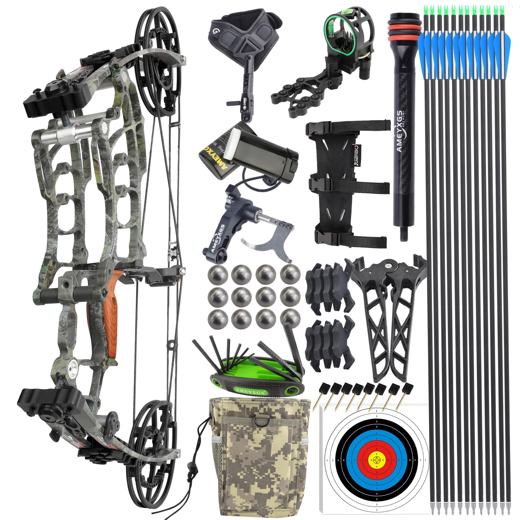 Dual-Use Compound Bow 19" Shoots Arrows Steel Balls RH LH