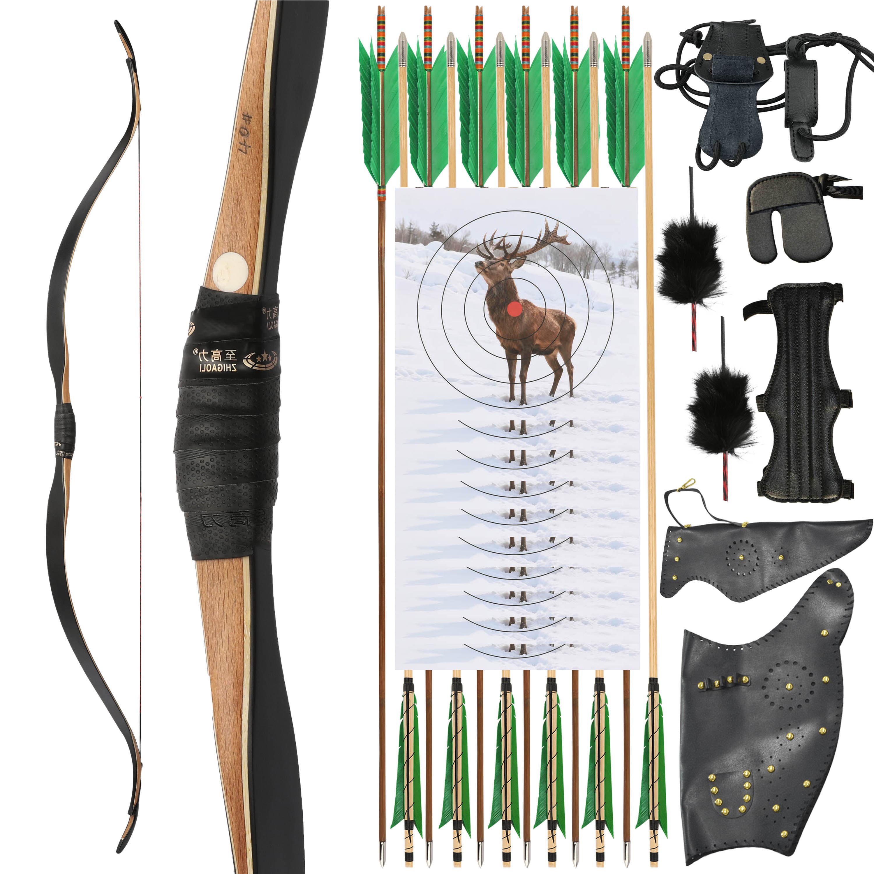 56" Archery Traditional Longbow Kit 20–45lbs RH/LH Laminated Bow