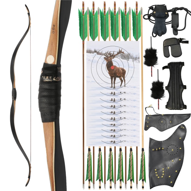 56" Archery Traditional Longbow Kit 20–45lbs RH/LH Laminated Bow