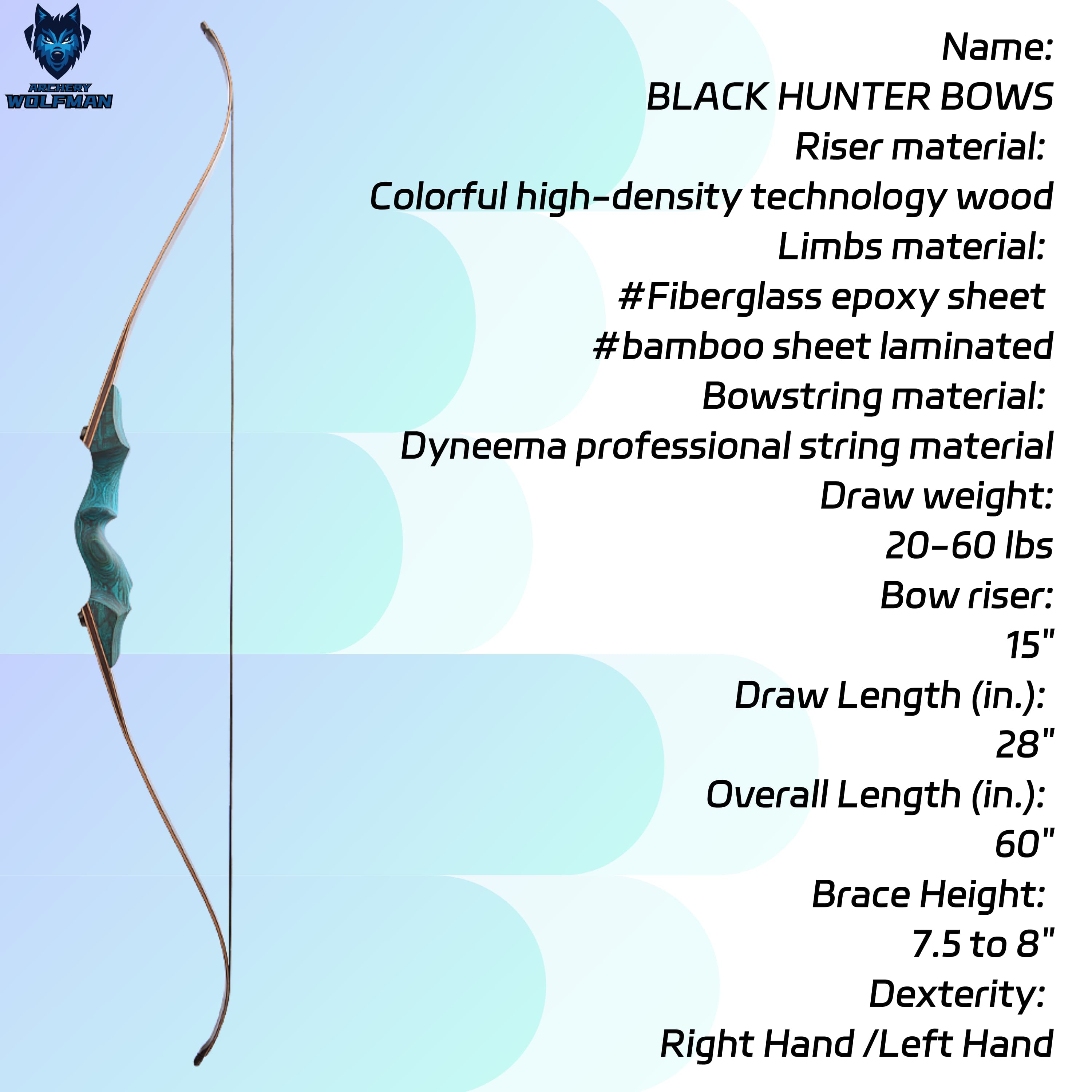 Black Hunter Archery Hunting Bow Kit 20-60lbs LH RH