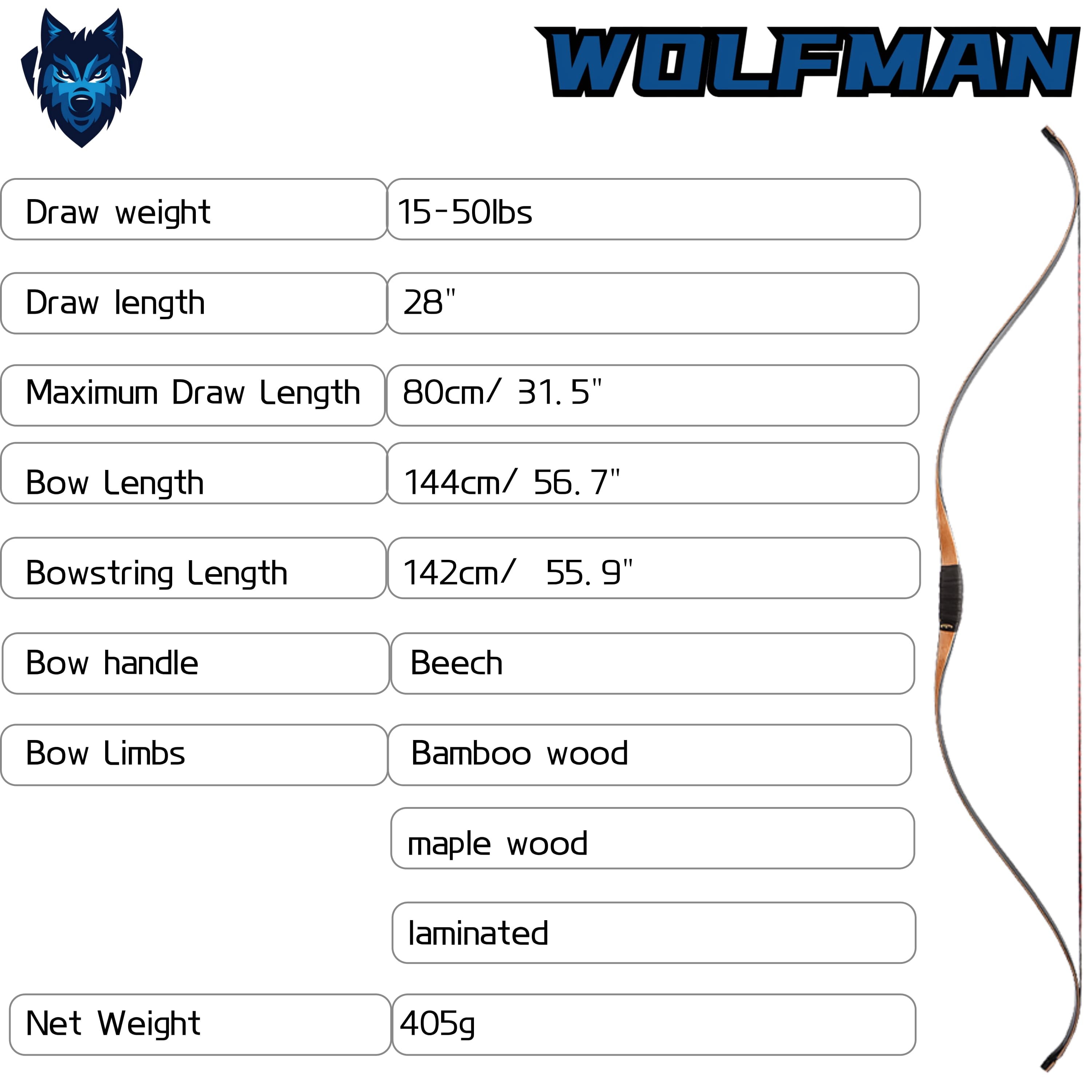 Archery Recurve Longbow 15-50lbs Traditional Mongolia Horse Bow