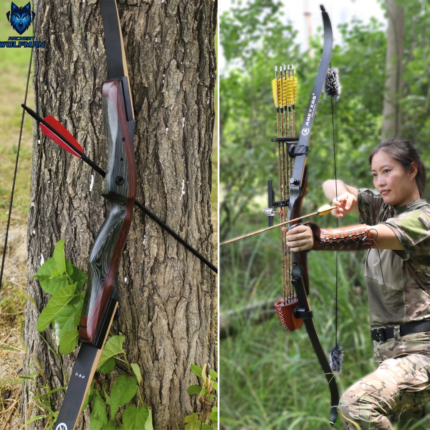 20-50lbs Recurve Bow 62" RH Takedown Archery Hunting Bow