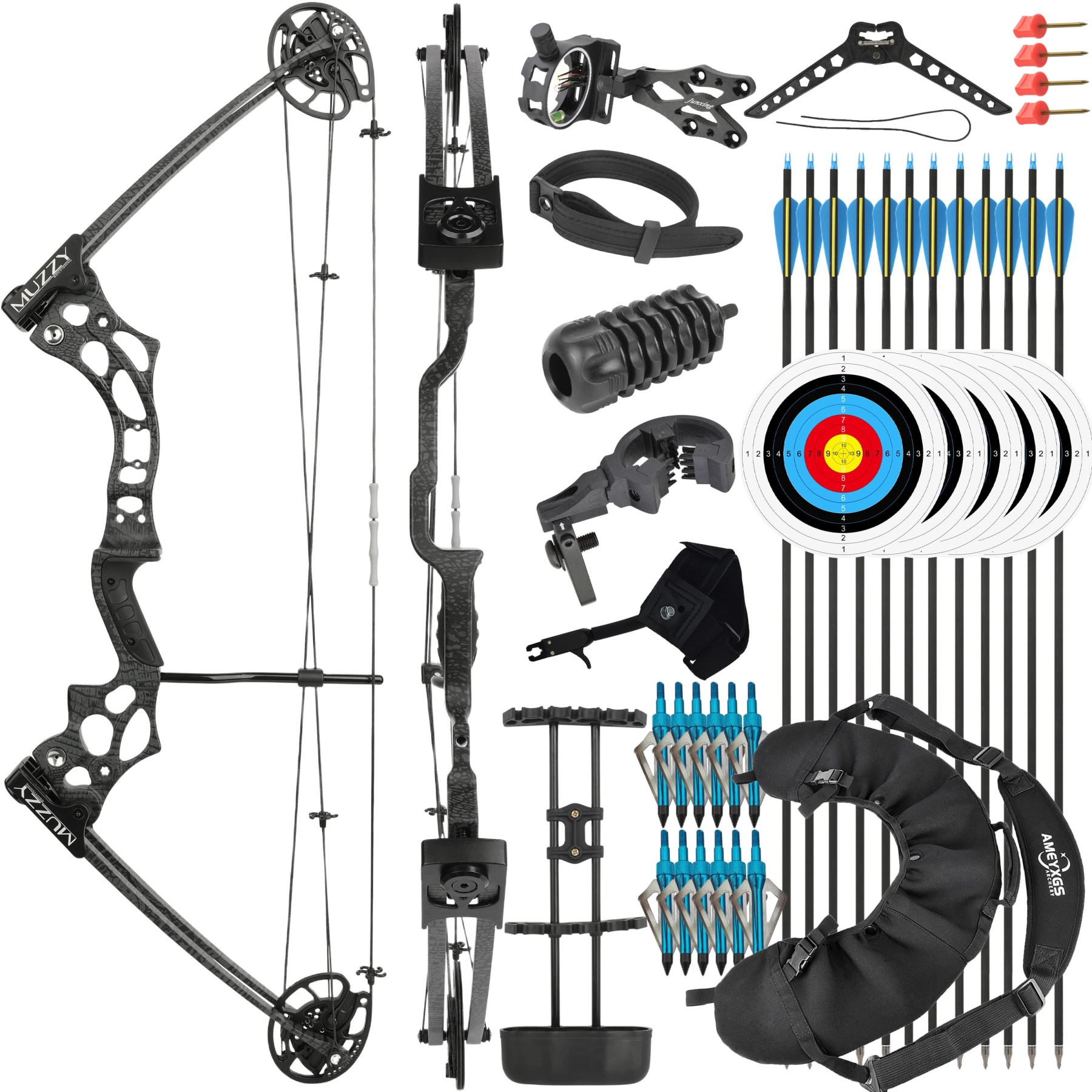 Archery 14-45lbs Compound bow Arrow set Shooting Target