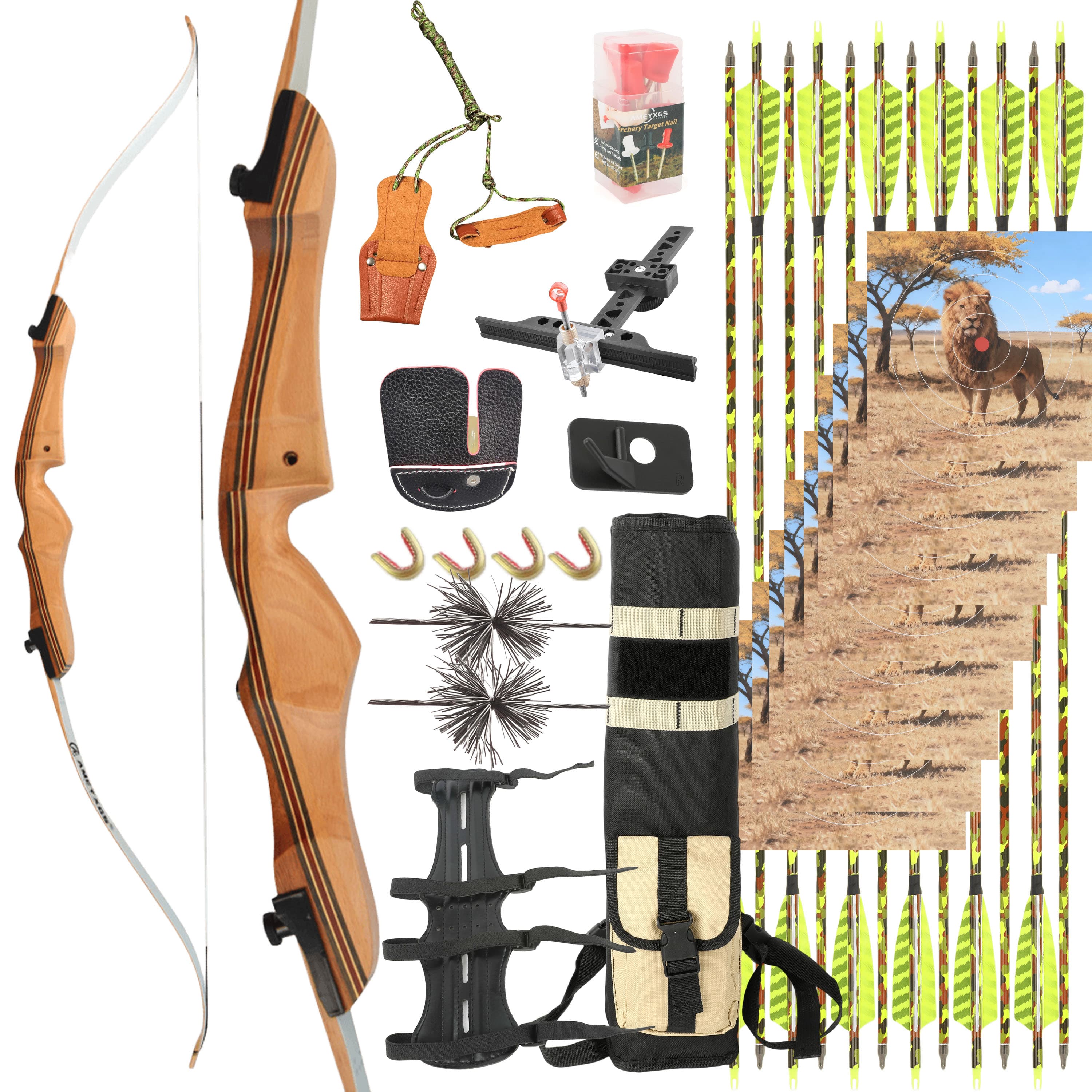 Archery 16-38lbs Takedown 68" Recurve Bow Hunting Target