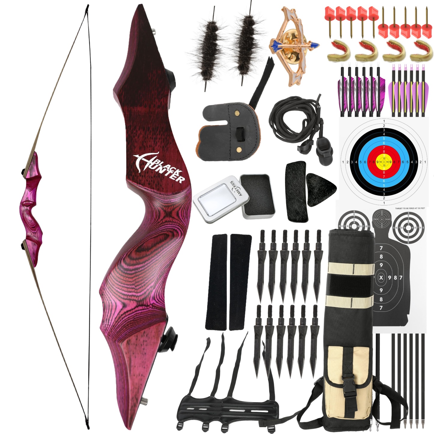 Archery 20-60lbs Takedown Recurve Bow 60" RH Hunting Target