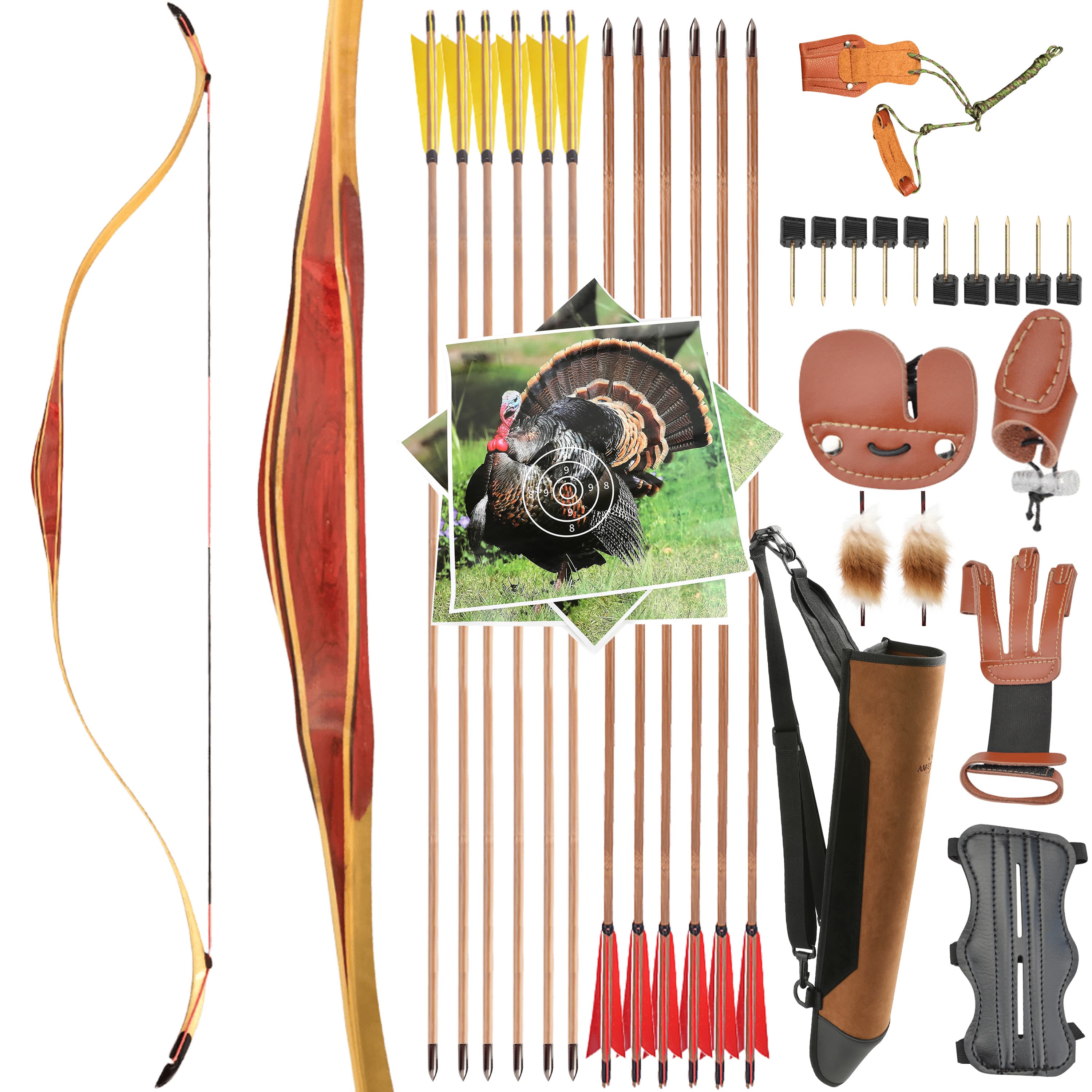 15-50lbs Hunting Traditional Bow L/RH Archery Longbow