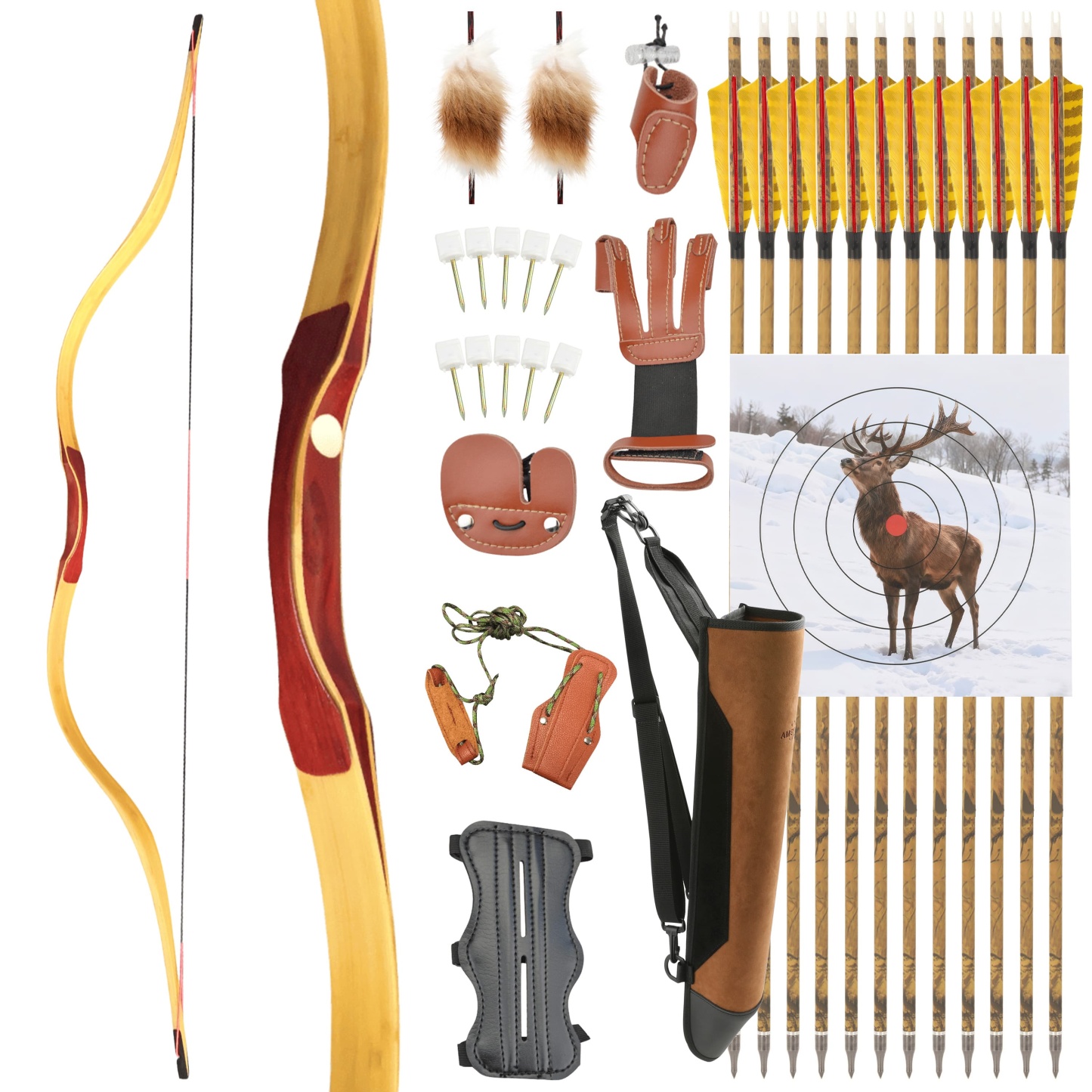 15-50lbs Hunting Traditional Bow L/RH - Archery Longbow for Precision