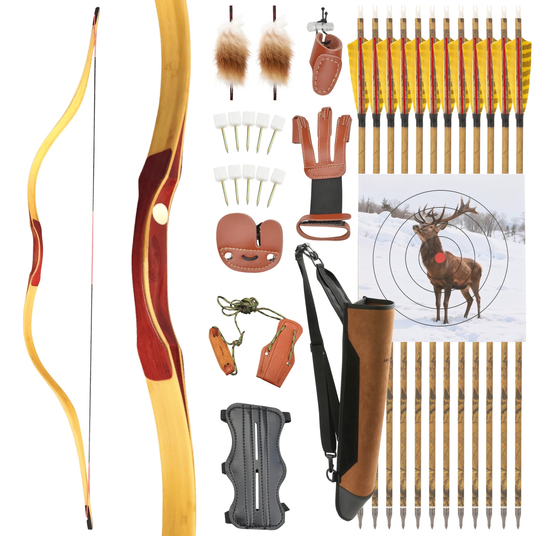 15-50lbs Hunting Traditional Bow L/RH - Archery Longbow for Precision